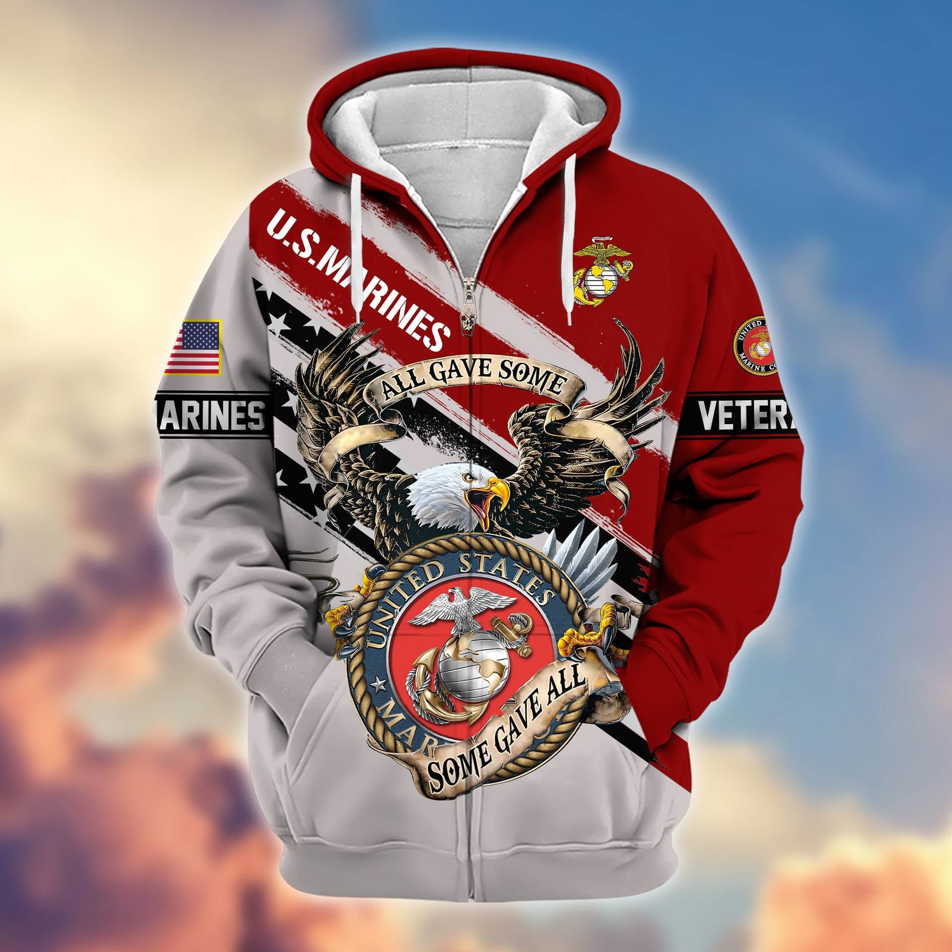 Premium All Gave Some Some Gave All US Veterans Zip Hoodie BPVC181001, Gifts For US Veterans, Gifts For Veterans Day