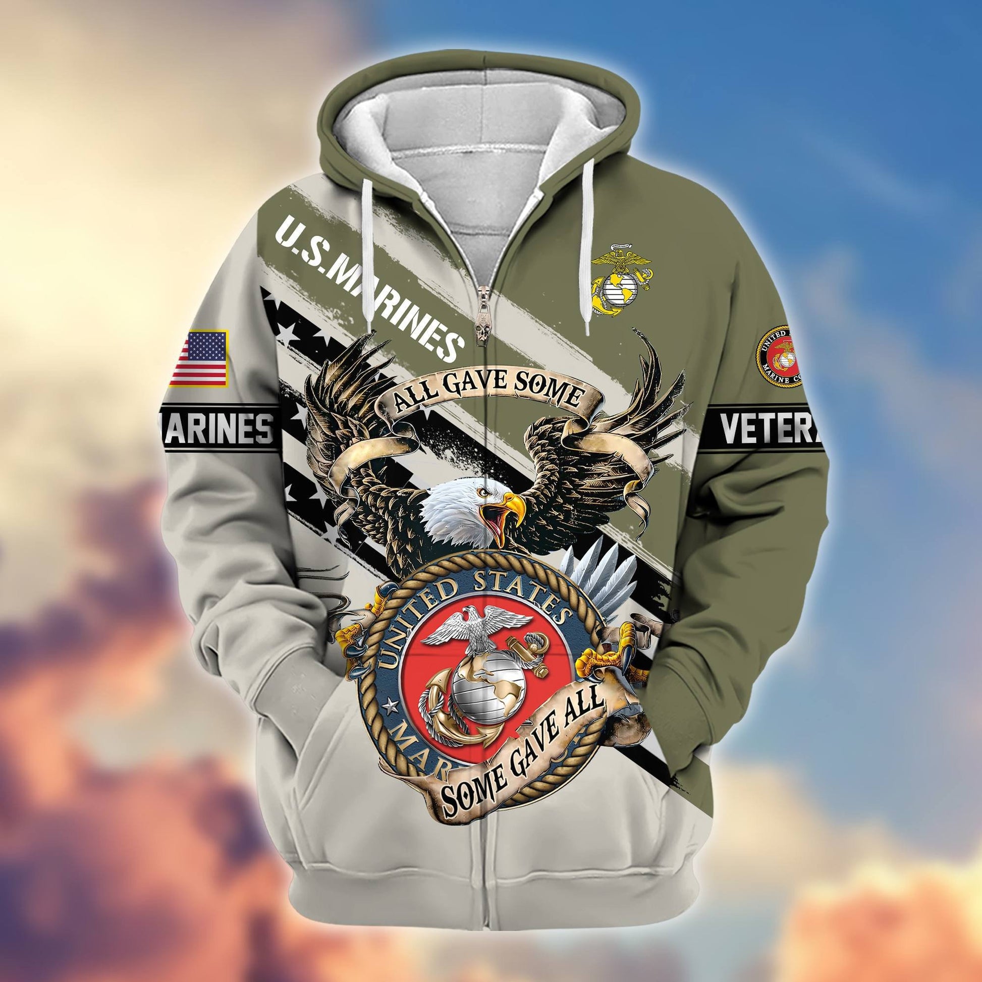 Premium All Gave Some Some Gave All US Veterans Zip Hoodie BPVC181001, Gifts For US Veterans, Gifts For Veterans Day