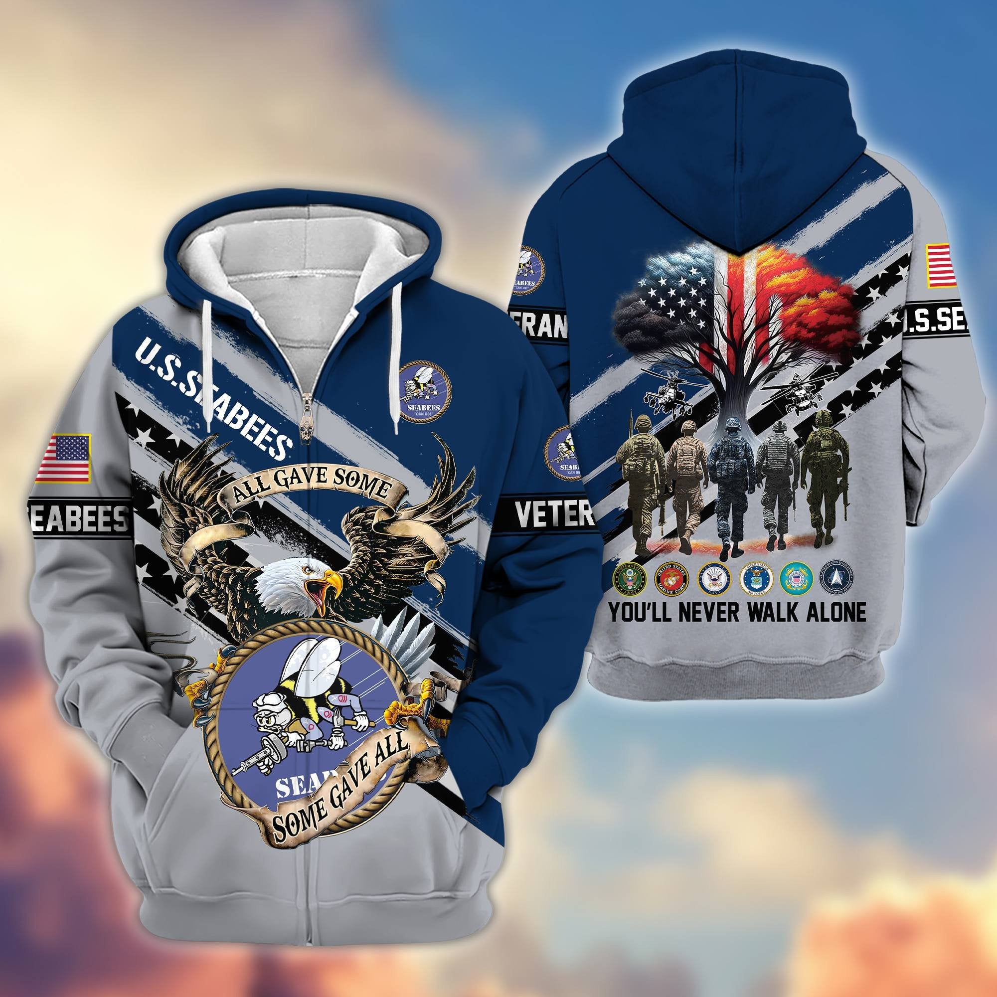 Premium All Gave Some Some Gave All US Veterans Zip Hoodie BPVC181001, Gifts For US Veterans, Gifts For Veterans Day