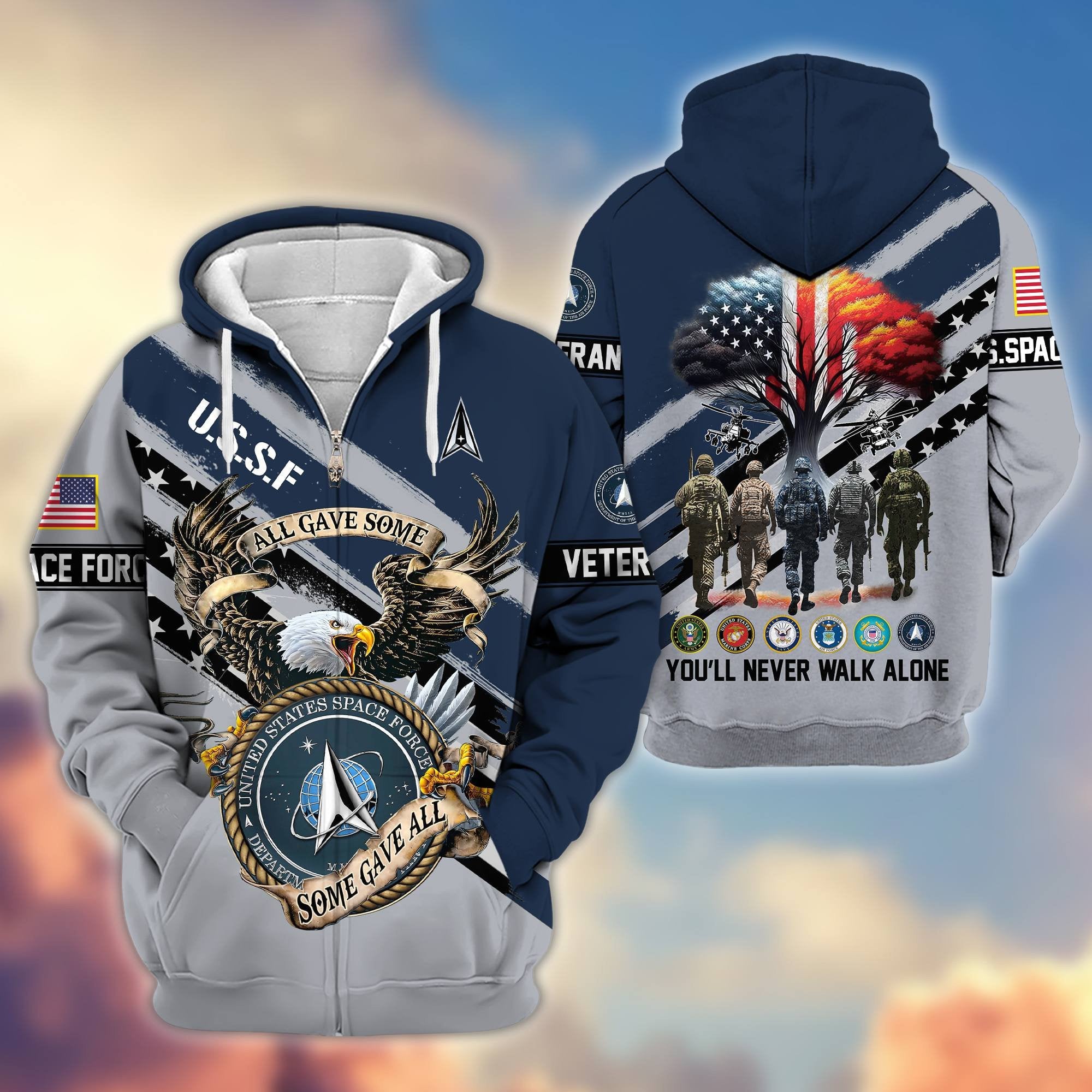 Premium All Gave Some Some Gave All US Veterans Zip Hoodie BPVC181001, Gifts For US Veterans, Gifts For Veterans Day