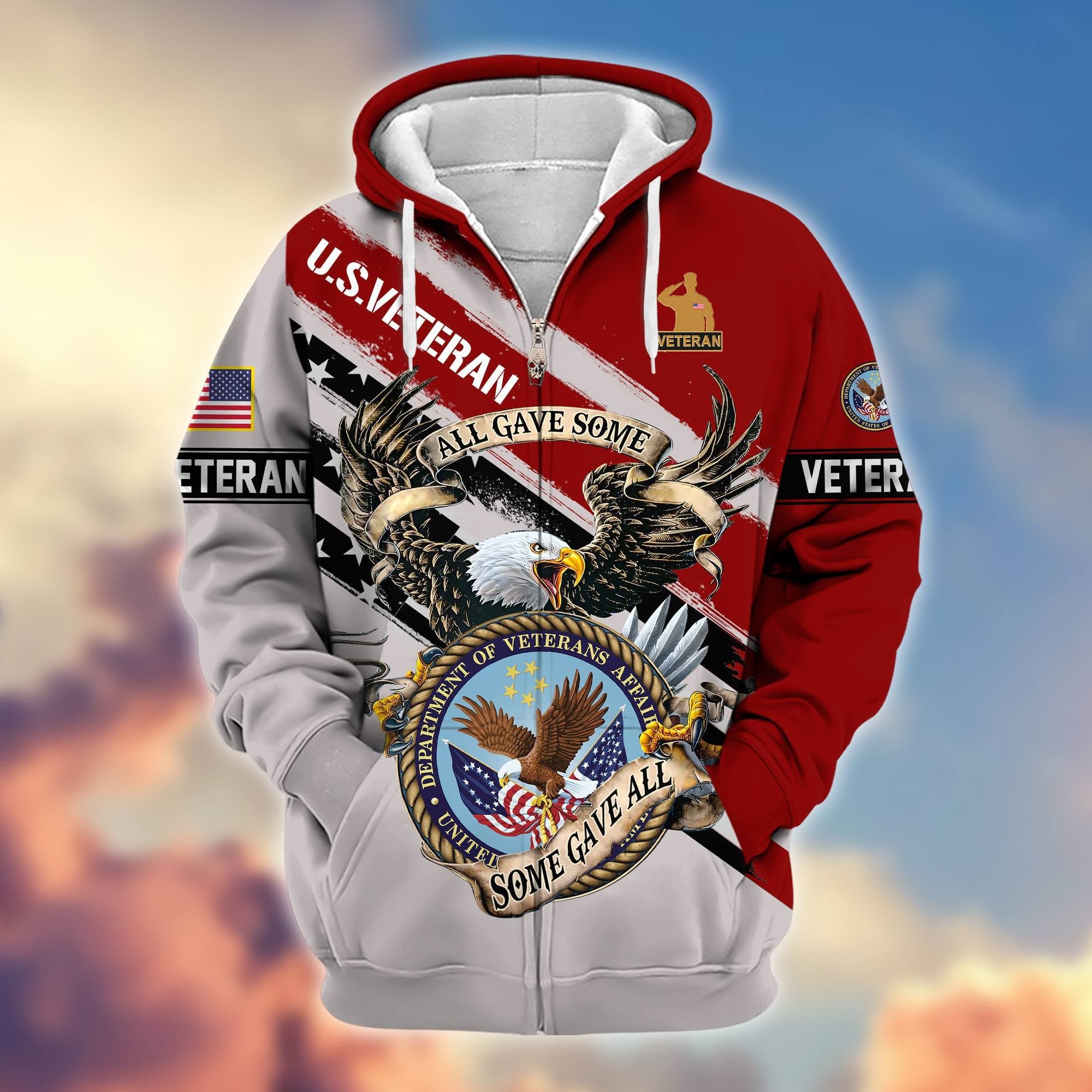 Premium All Gave Some Some Gave All US Veterans Zip Hoodie BPVC181001, Gifts For US Veterans, Gifts For Veterans Day