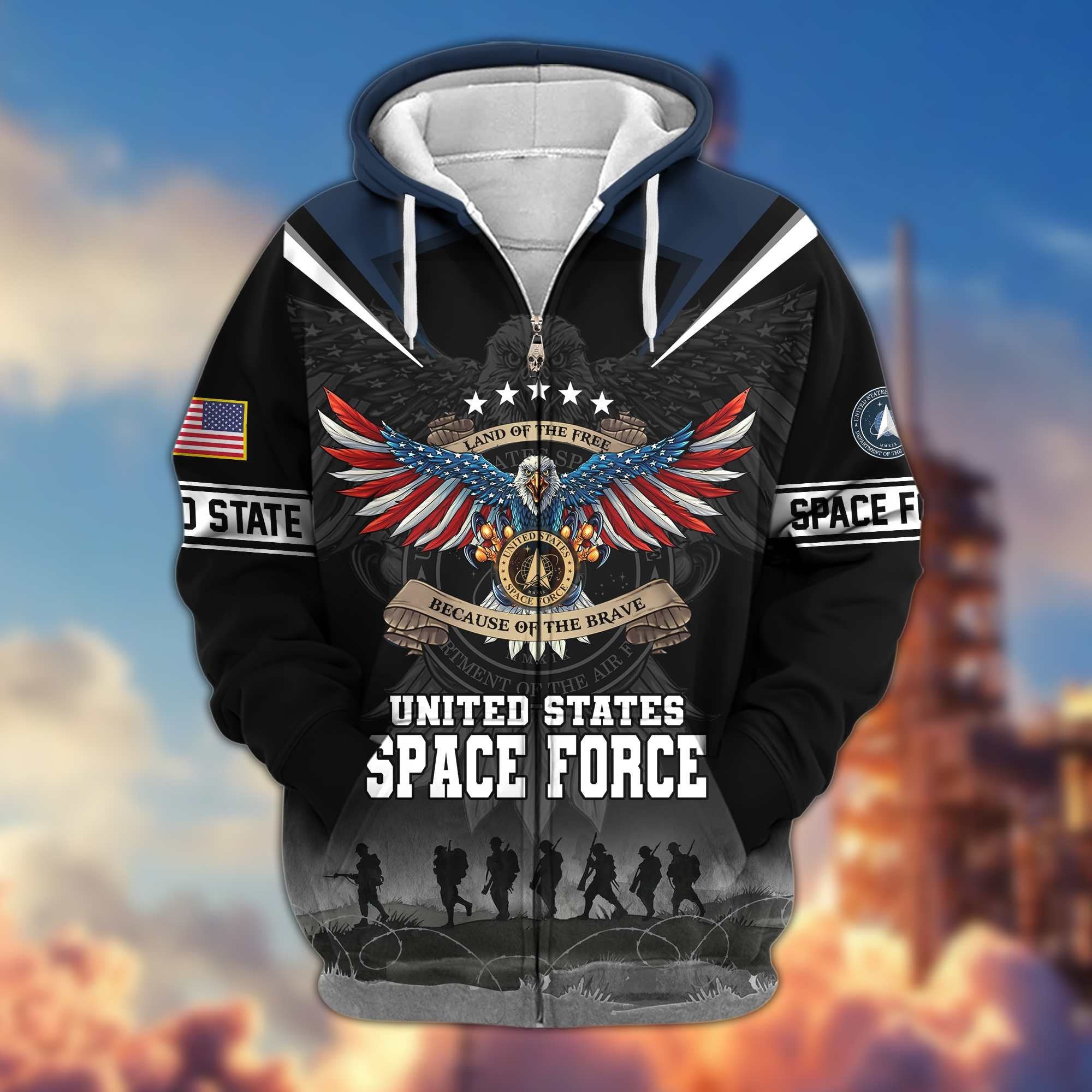 Premium United States Space Force Active Duty Zip Hoodie BPVC211011