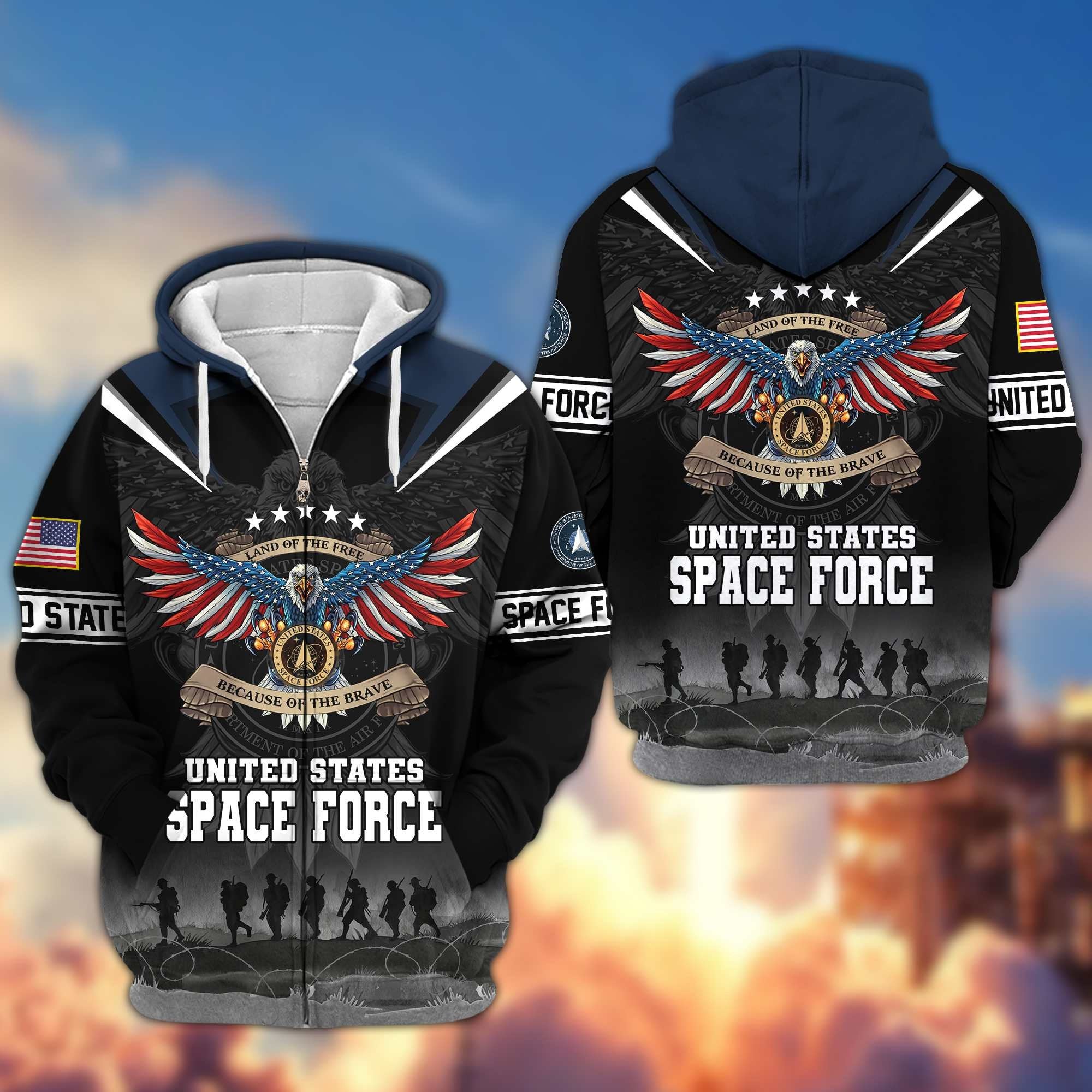 Premium United States Space Force Active Duty Zip Hoodie BPVC211011