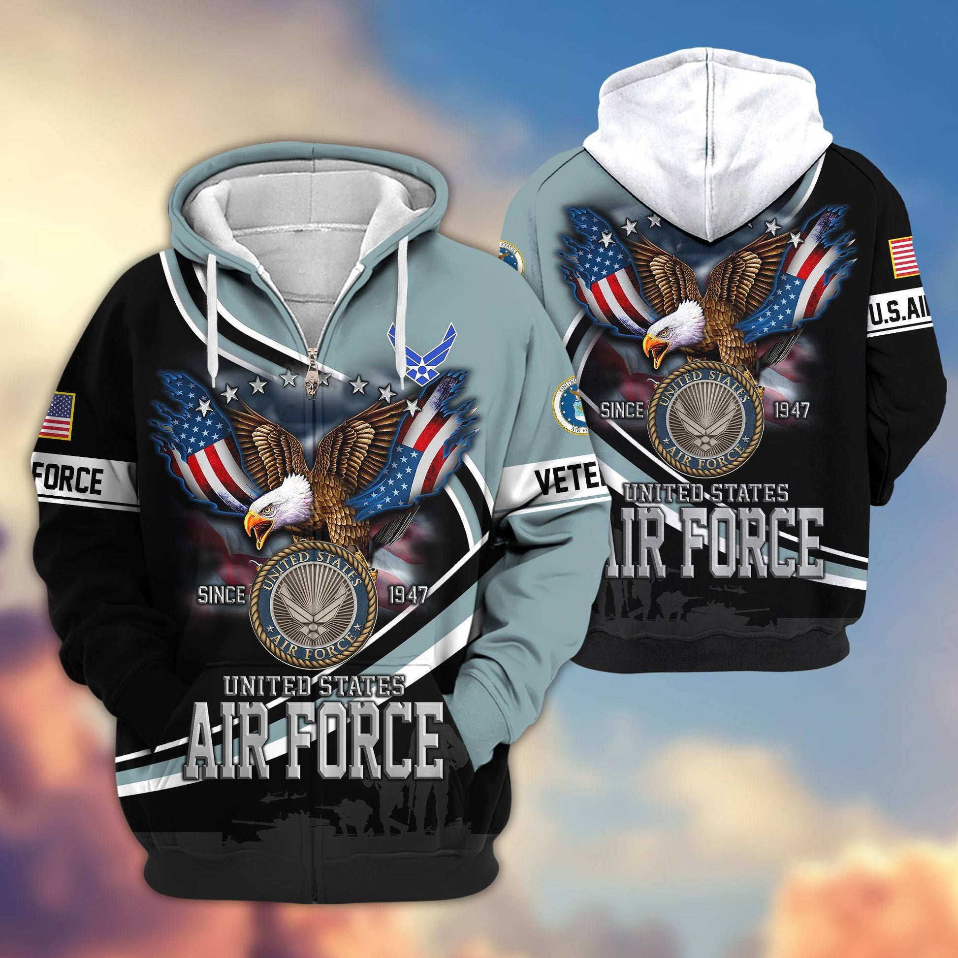 Premium US Veterans Zip Hoodie APHN211012, Gifts For US Veterans