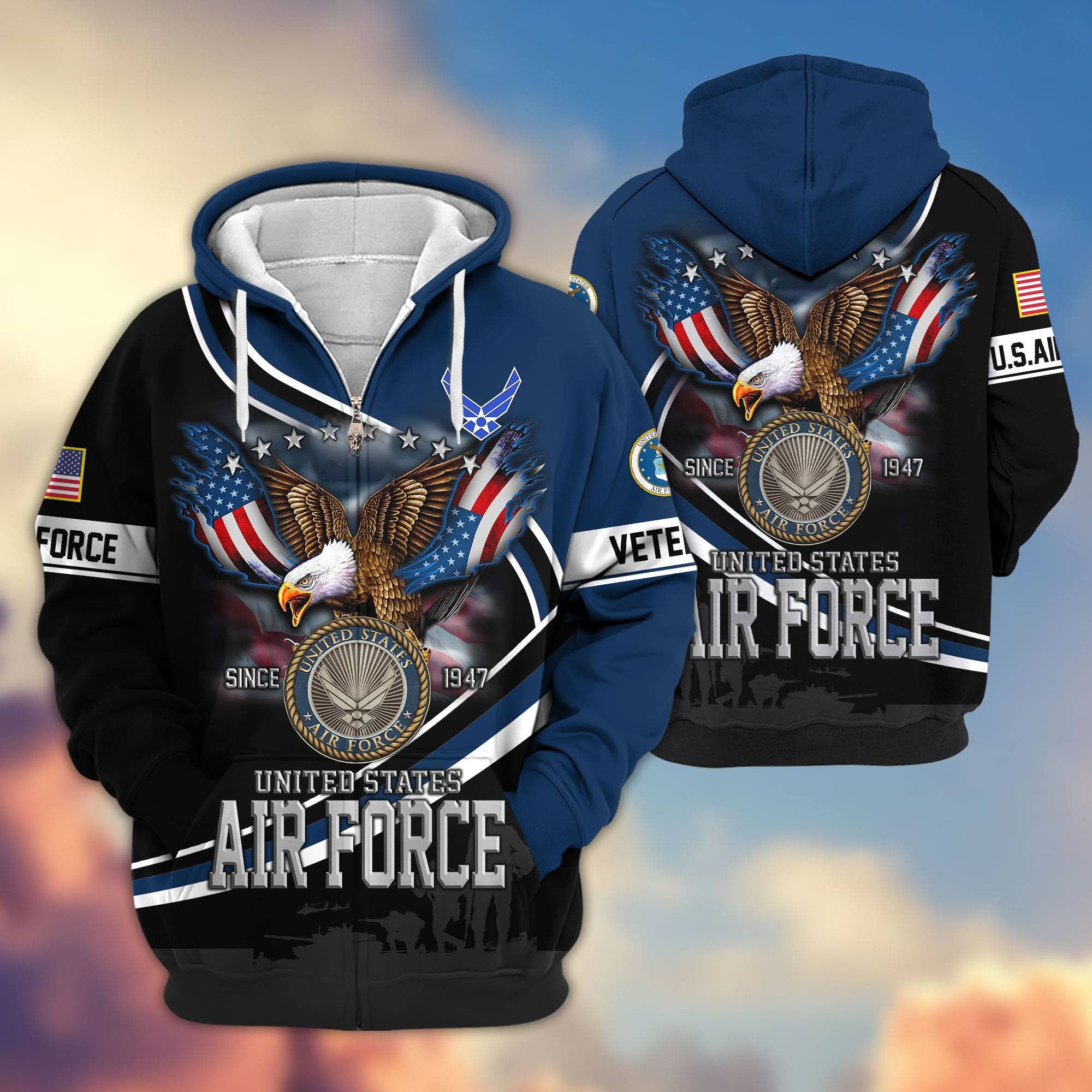 Premium US Veterans Zip Hoodie APHN211012, Gifts For US Veterans