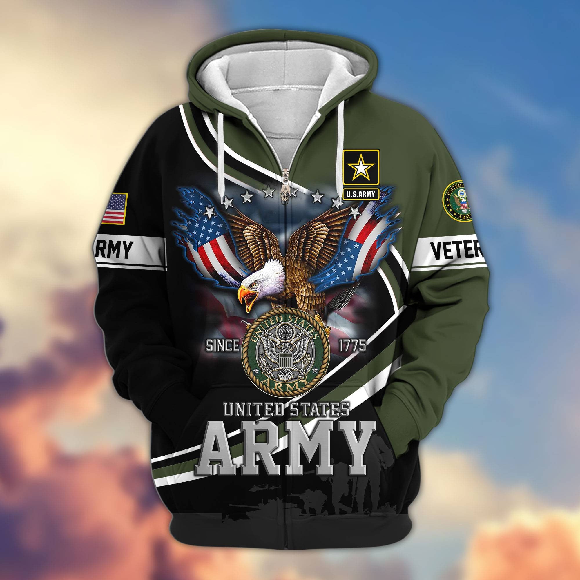 Premium US Veterans Zip Hoodie APHN211012, Gifts For US Veterans