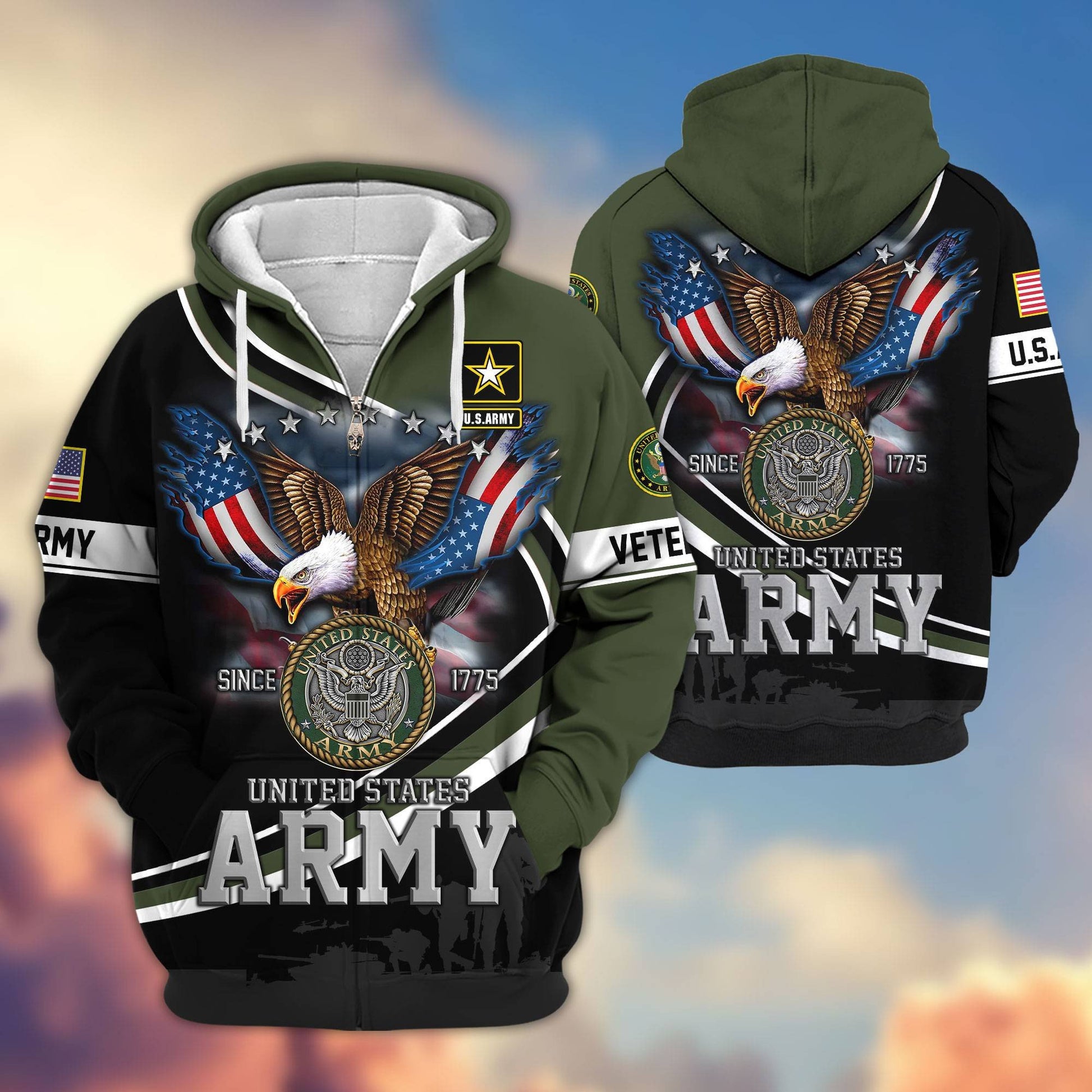 Premium US Veterans Zip Hoodie APHN211012, Gifts For US Veterans