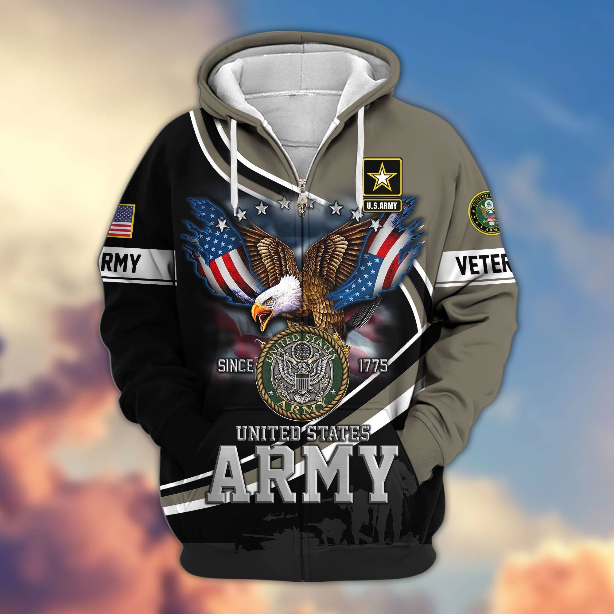 Premium US Veterans Zip Hoodie APHN211012, Gifts For US Veterans