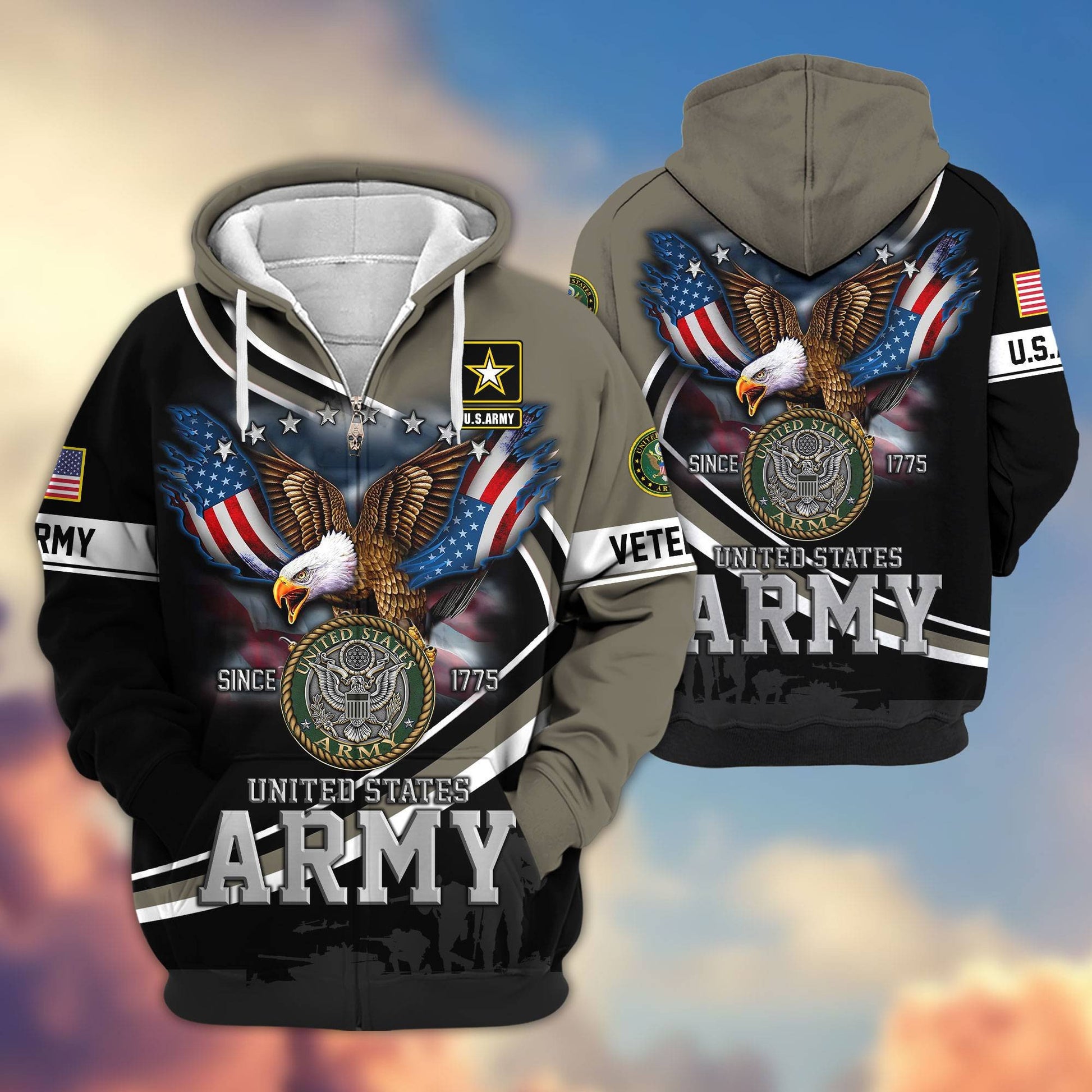Premium US Veterans Zip Hoodie APHN211012, Gifts For US Veterans