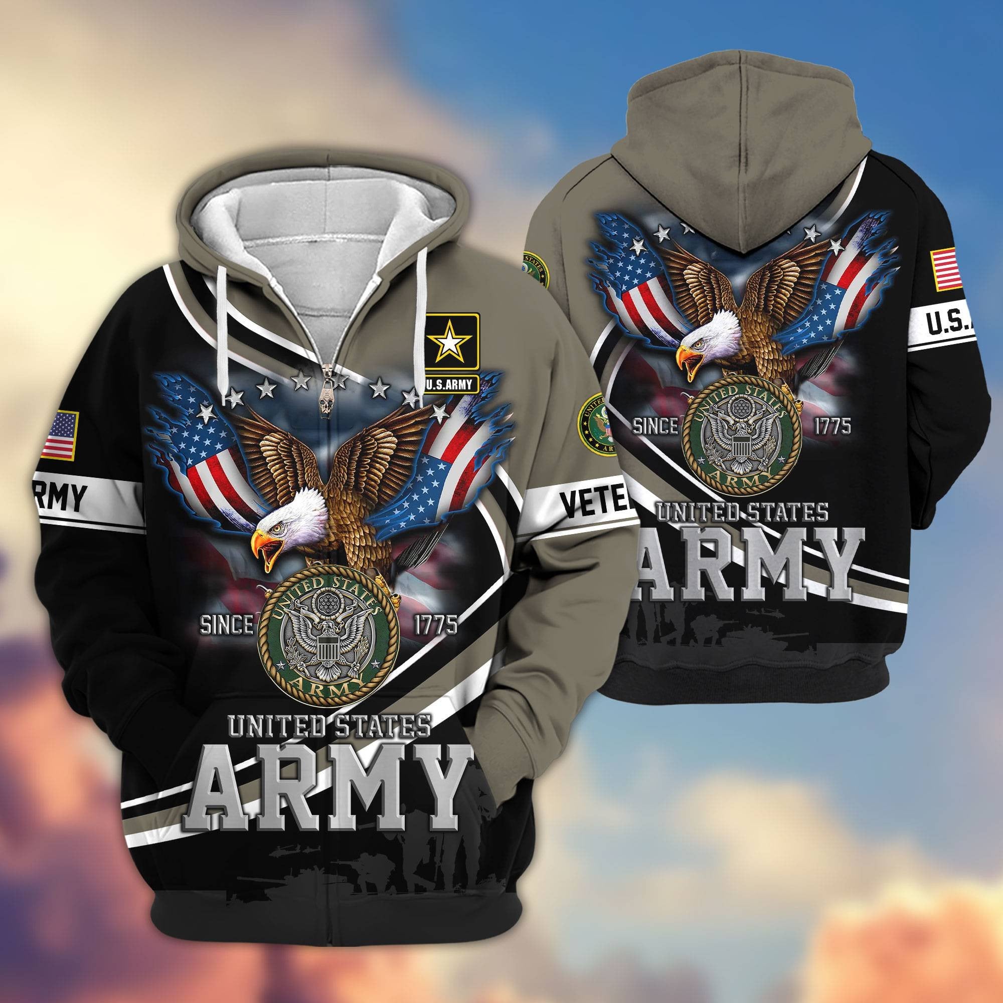 Premium US Veterans Zip Hoodie APHN211012, Gifts For US Veterans