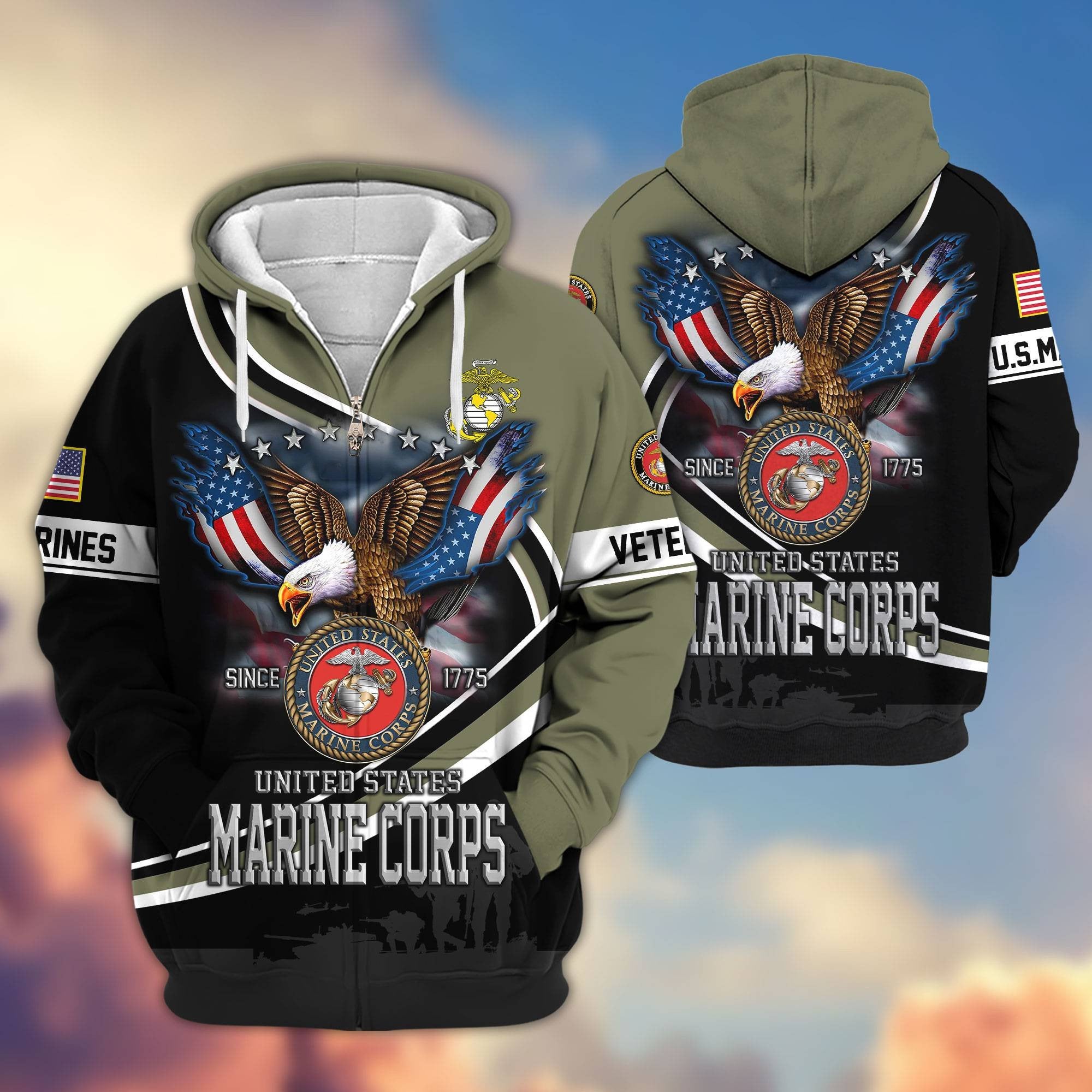 Premium US Veterans Zip Hoodie APHN211012, Gifts For US Veterans