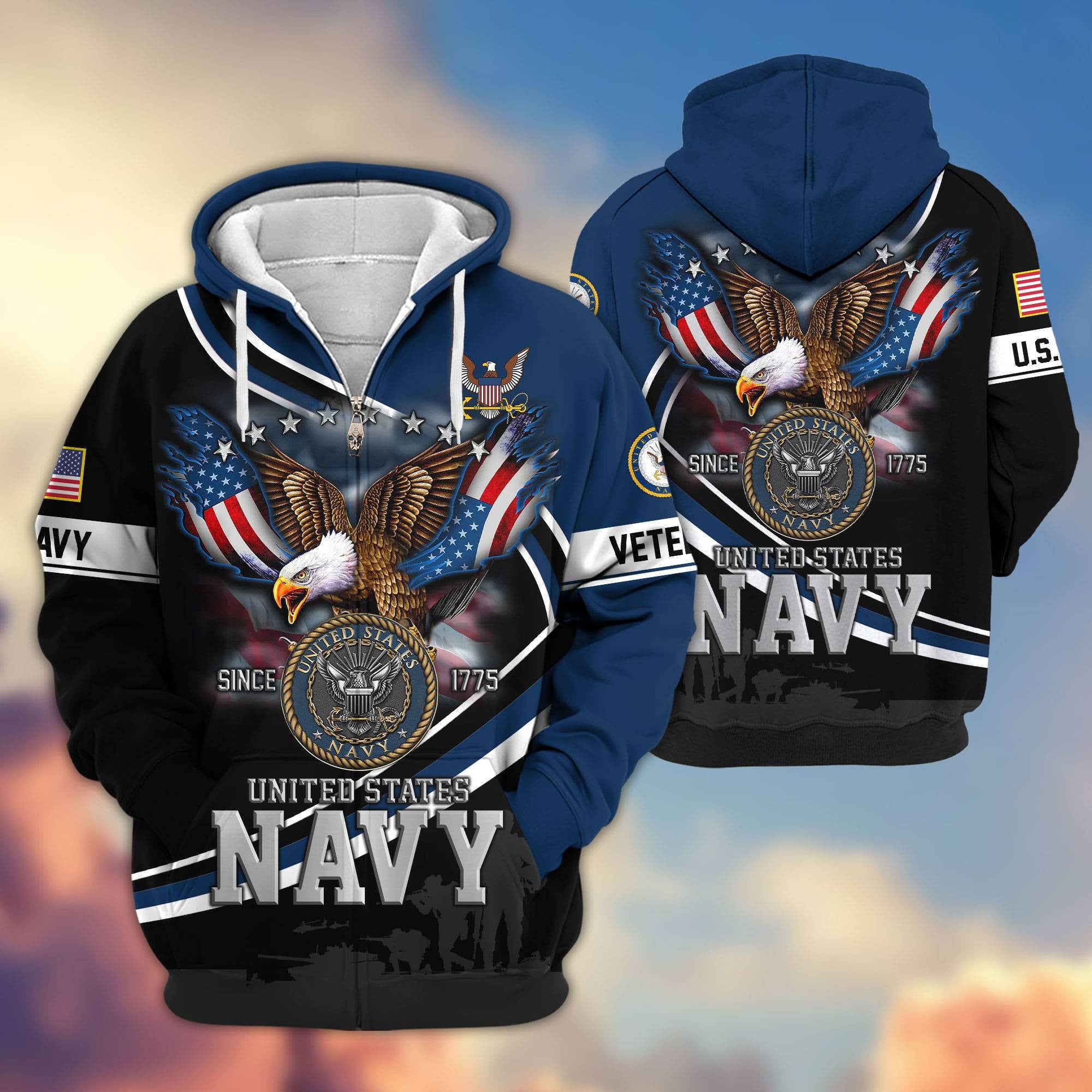 Premium US Veterans Zip Hoodie APHN211012, Gifts For US Veterans