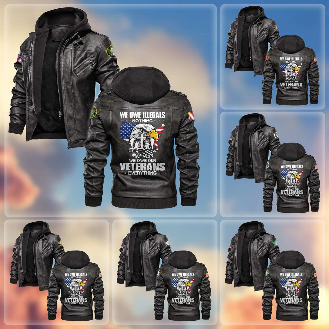 Premium US Veterans Leather Jacket APHN231013, Gifts For US Veterans