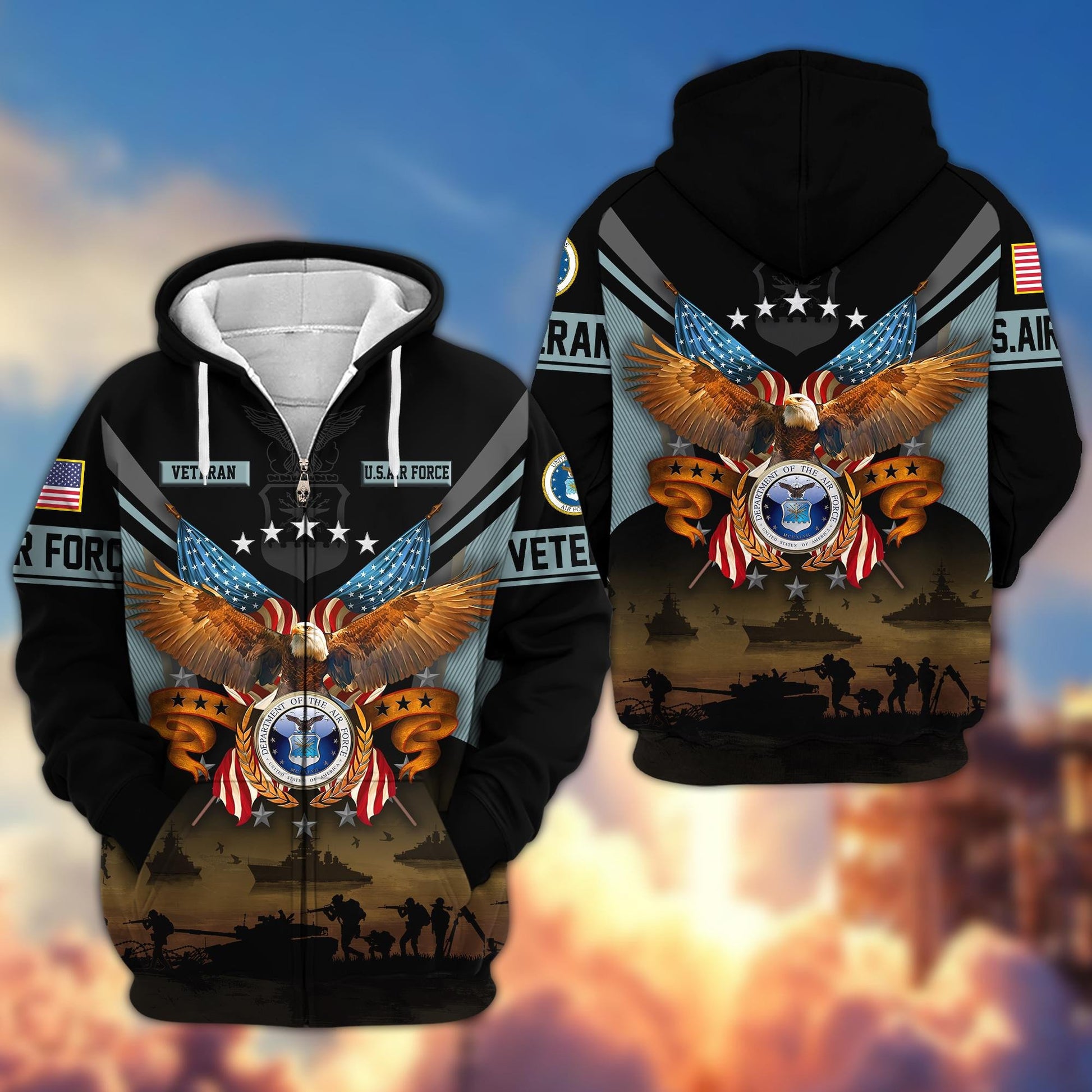 Premium US Veterans Zip Hoodie BPVC311001, Gifts For US Veterans