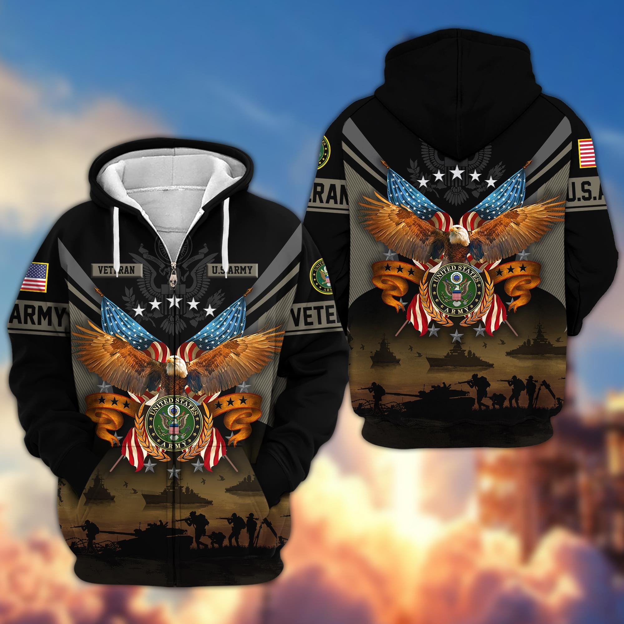 Premium US Veterans Zip Hoodie BPVC311001, Gifts For US Veterans