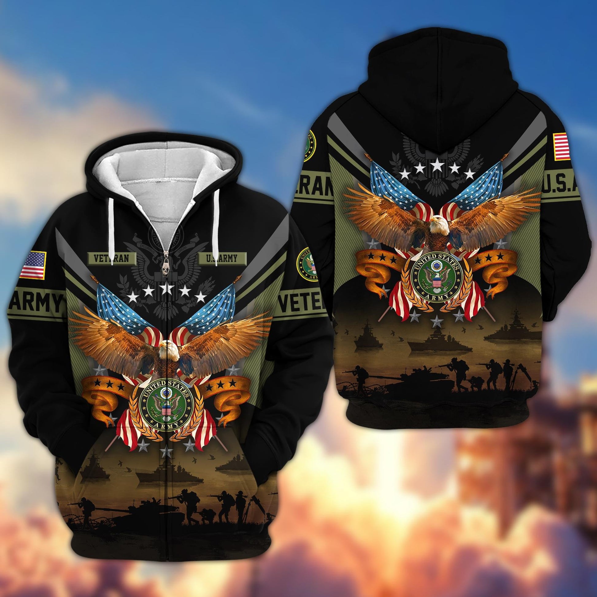 Premium US Veterans Zip Hoodie BPVC311001, Gifts For US Veterans
