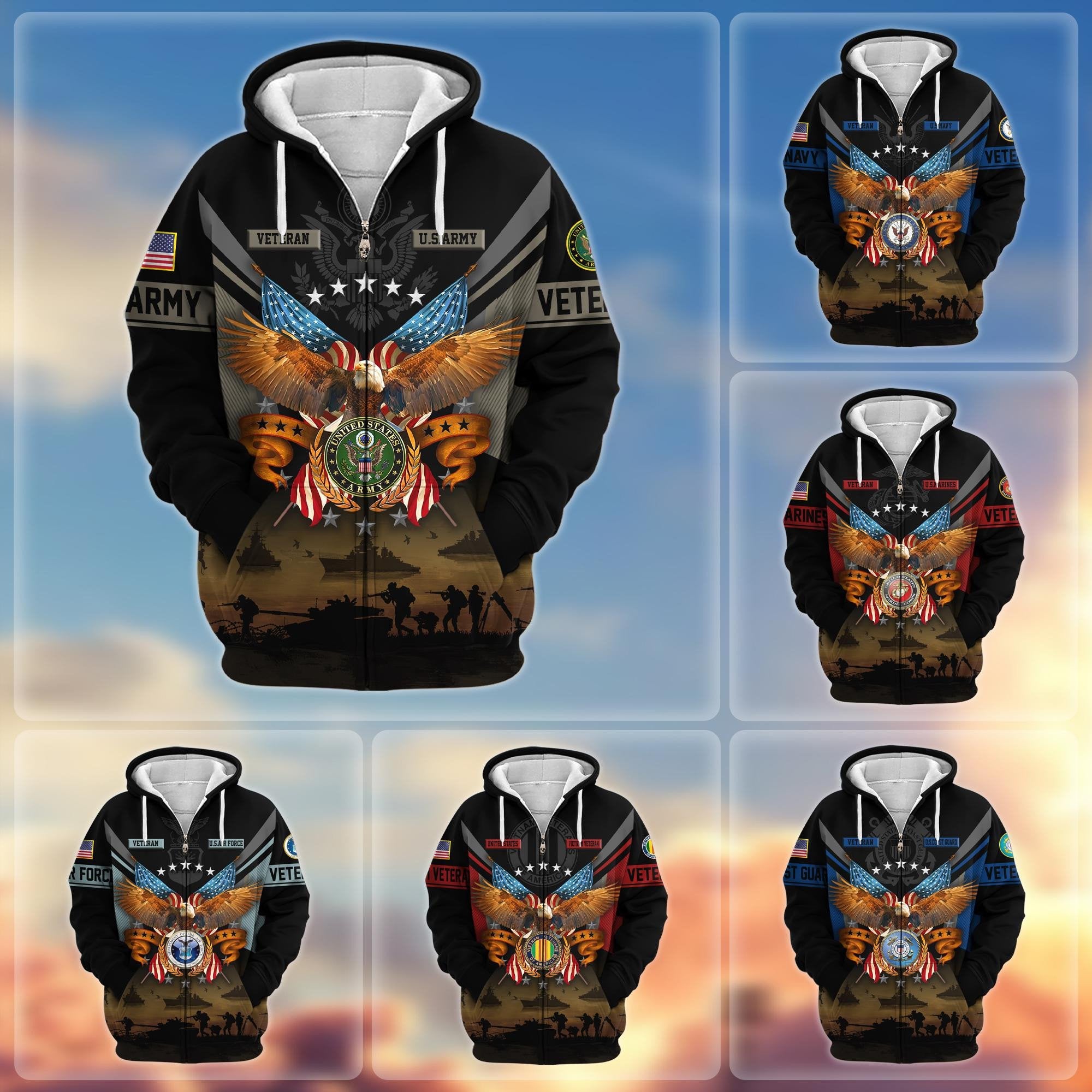 Premium US Veterans Zip Hoodie BPVC311001, Gifts For US Veterans
