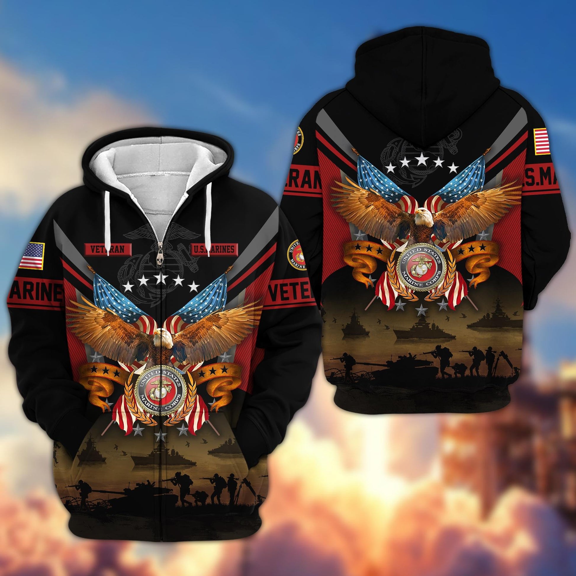 Premium US Veterans Zip Hoodie BPVC311001, Gifts For US Veterans