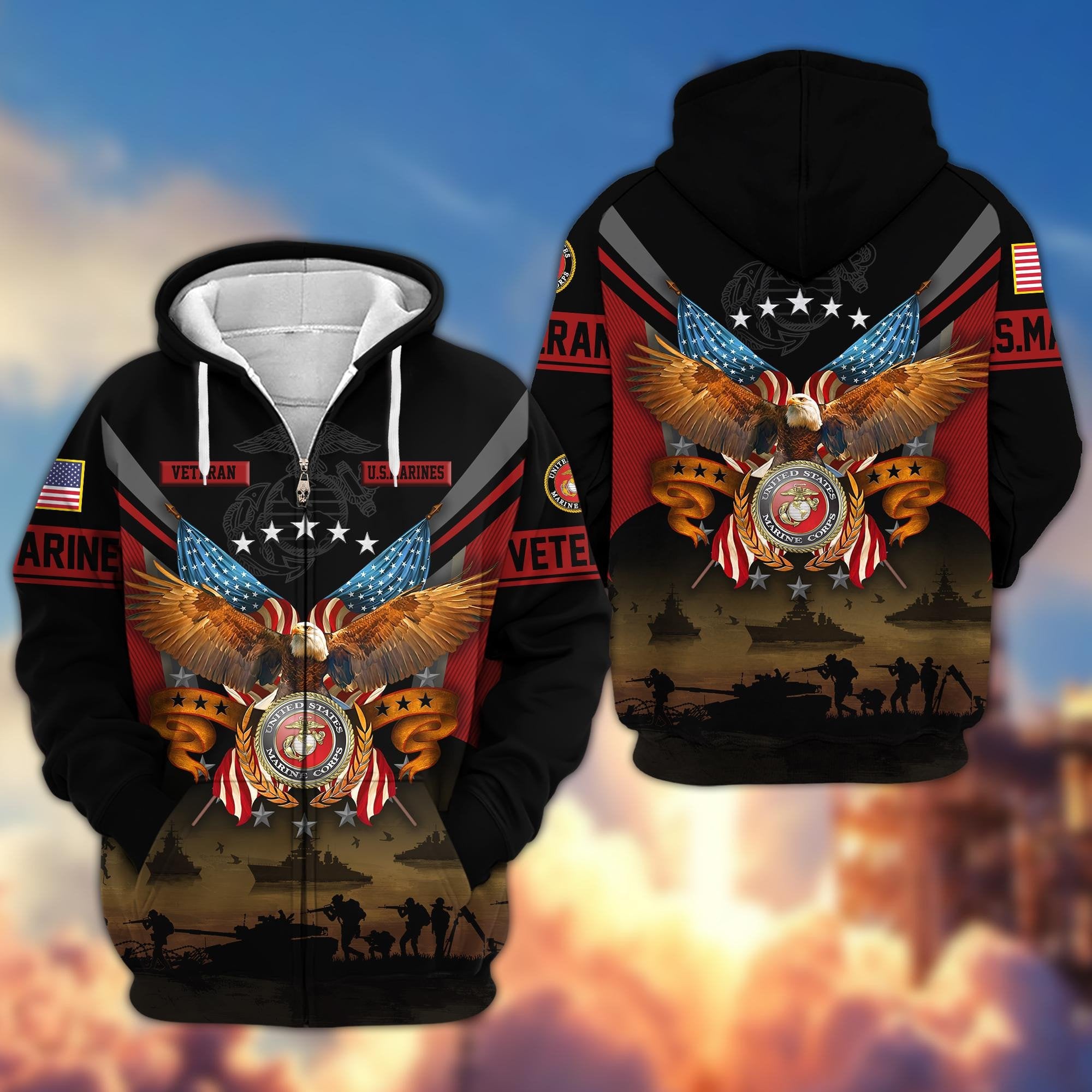 Premium US Veterans Zip Hoodie BPVC311001, Gifts For US Veterans