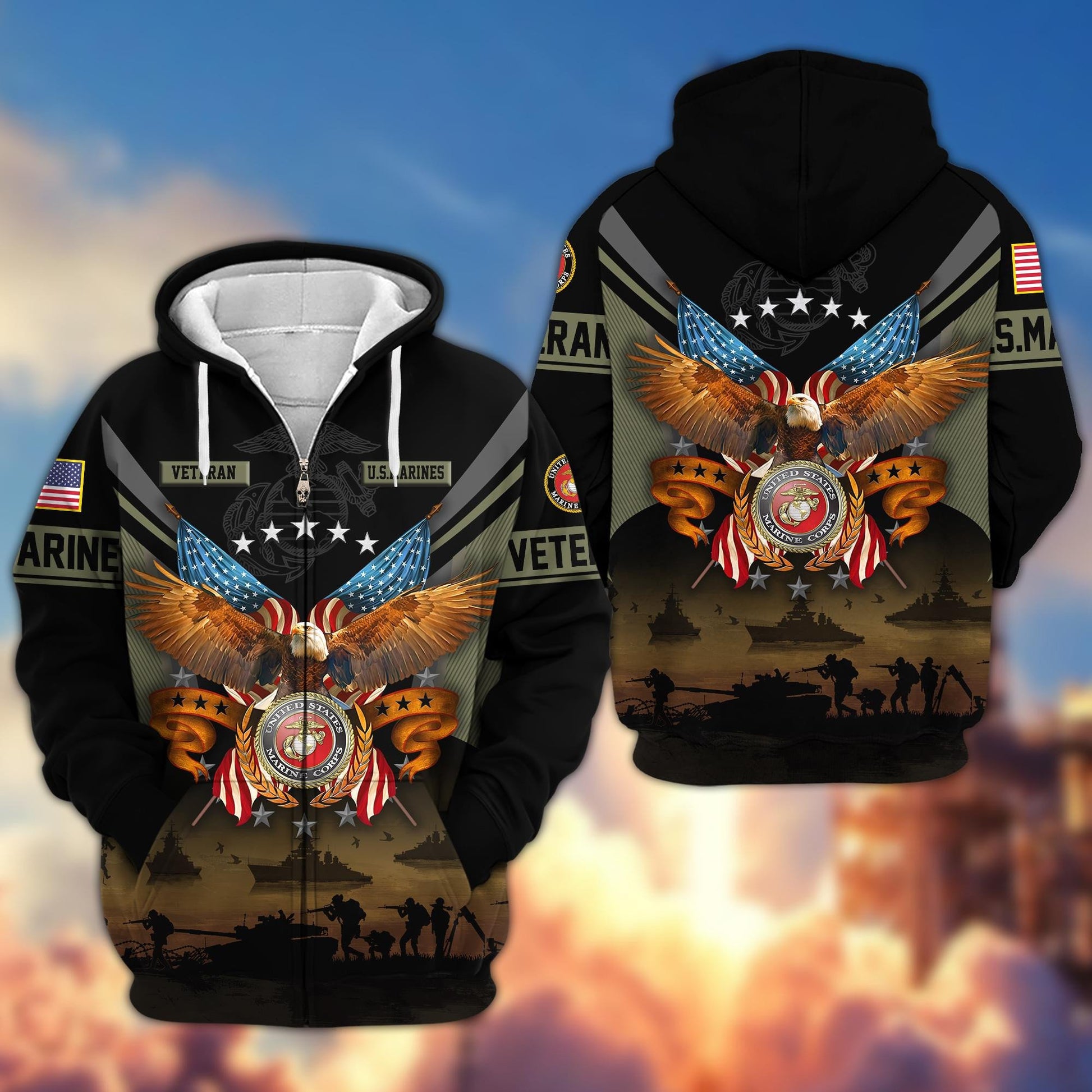 Premium US Veterans Zip Hoodie BPVC311001, Gifts For US Veterans