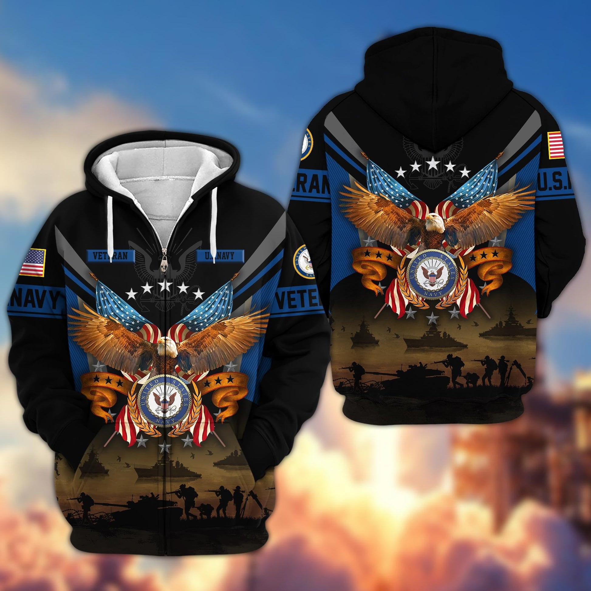 Premium US Veterans Zip Hoodie BPVC311001, Gifts For US Veterans