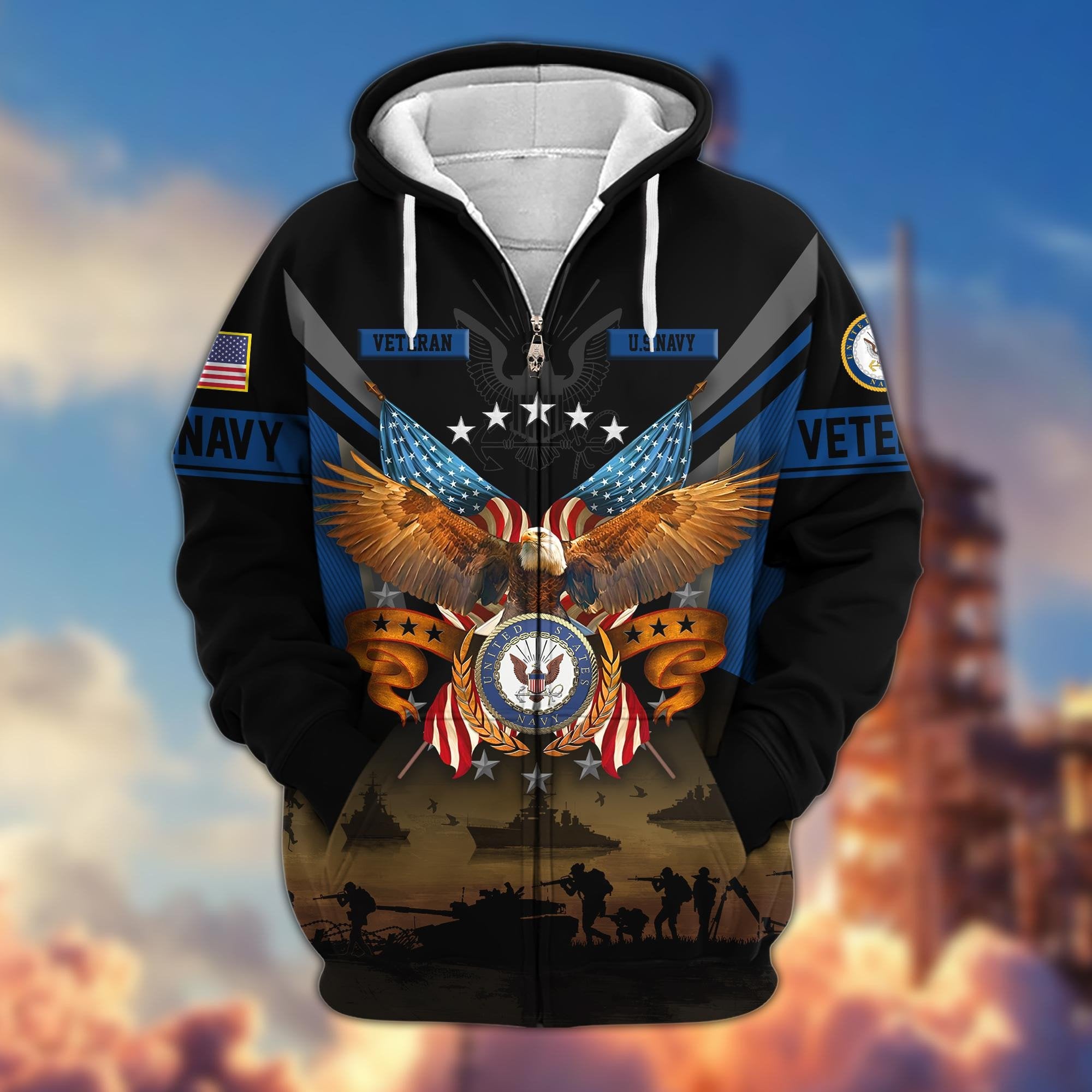 Premium US Veterans Zip Hoodie BPVC311001, Gifts For US Veterans