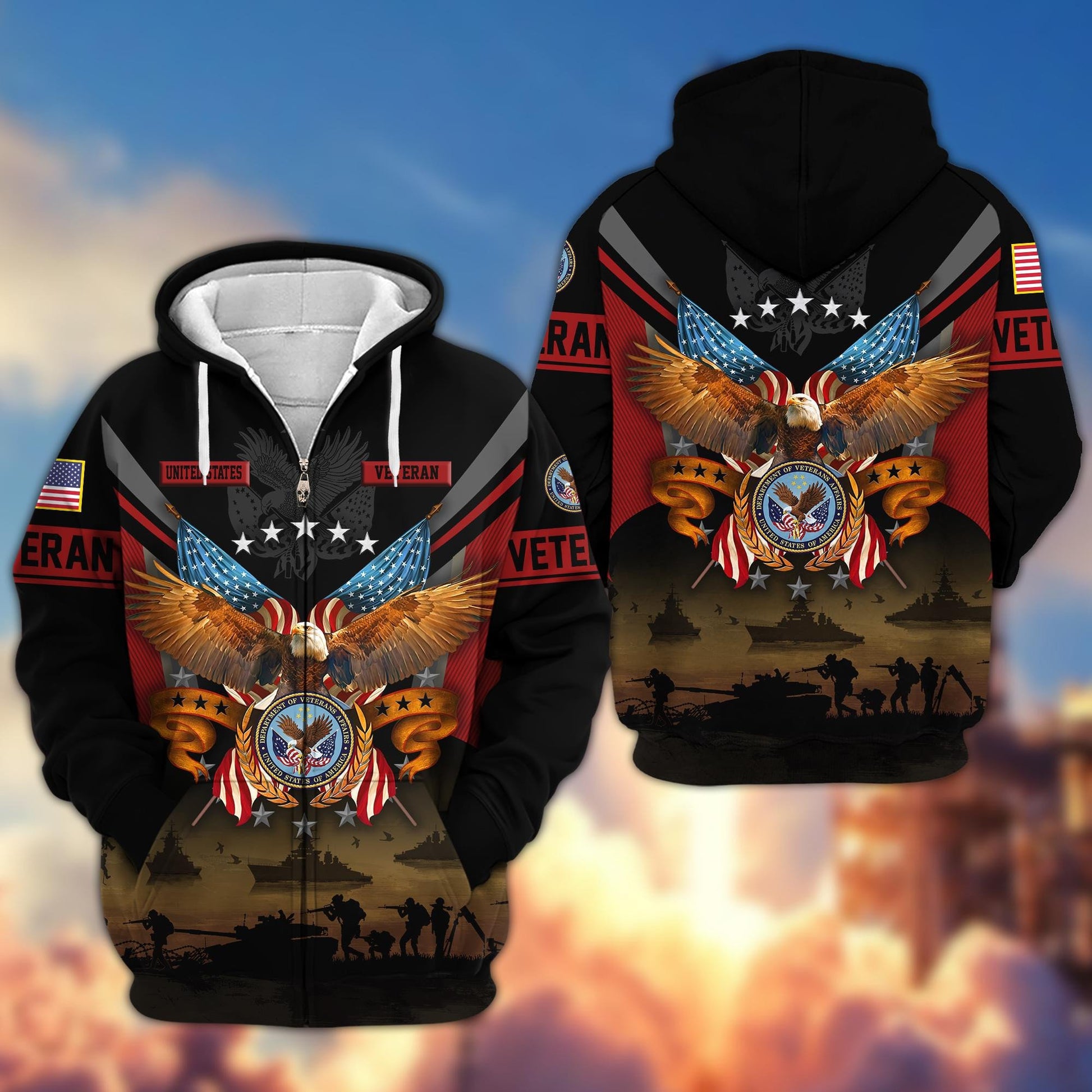 Premium US Veterans Zip Hoodie BPVC311001, Gifts For US Veterans