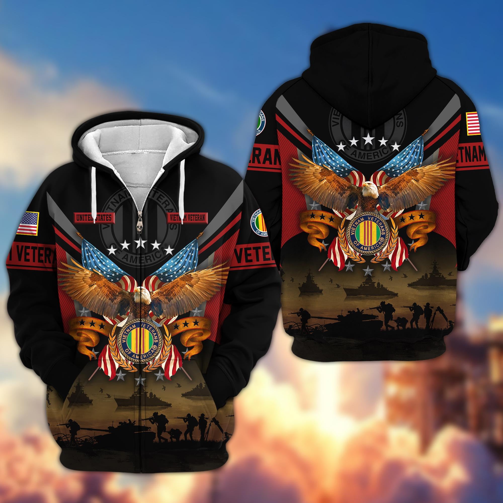 Premium US Veterans Zip Hoodie BPVC311001, Gifts For US Veterans