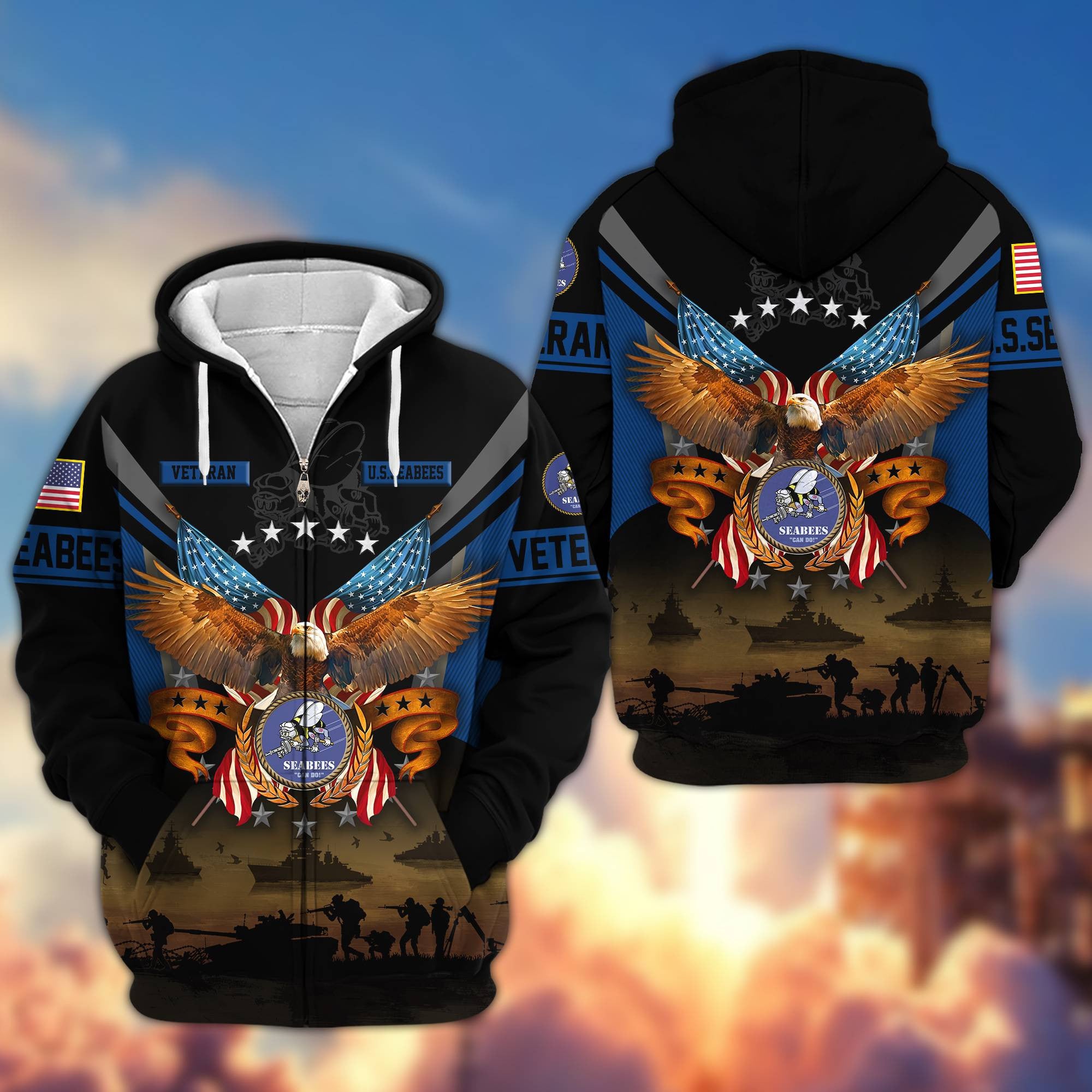 Premium US Veterans Zip Hoodie BPVC311001, Gifts For US Veterans