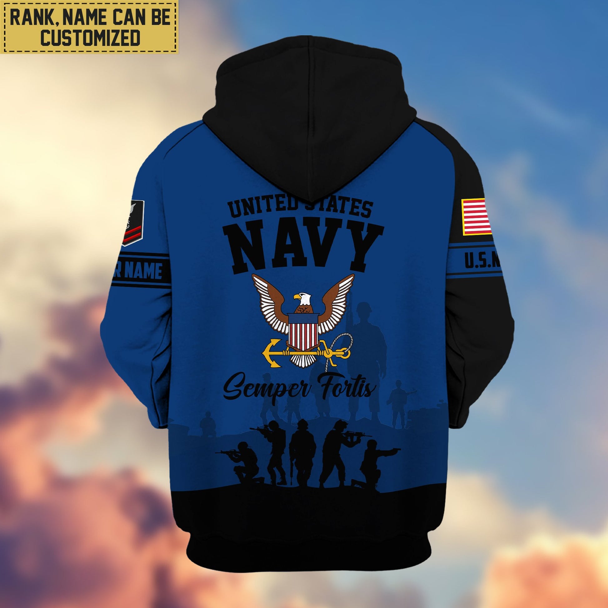 Premium Custom Name, Rank US Navy Veteran Zip Hoodie VPVC606002, Gifts For Navy Veteran