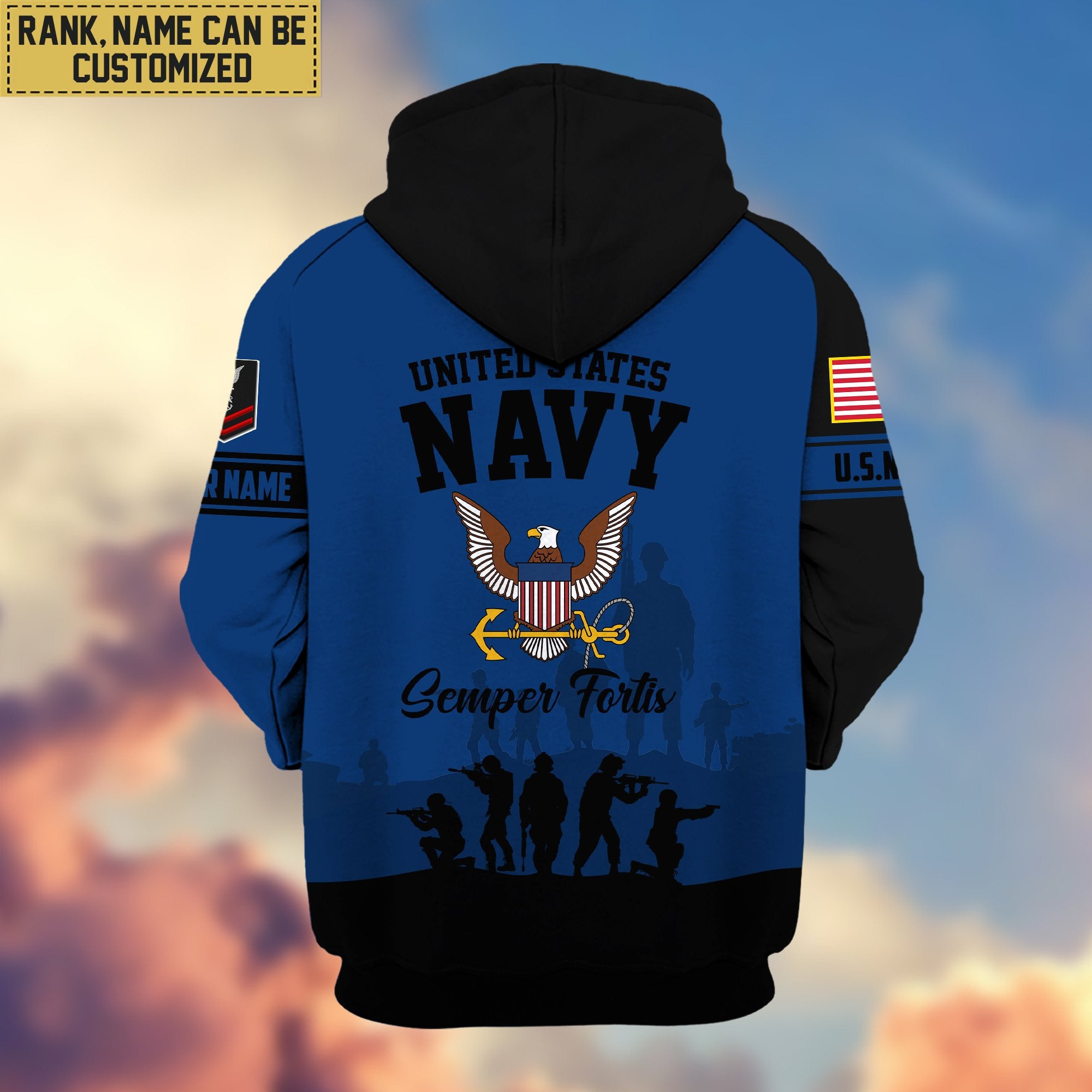 Premium Custom Name, Rank US Navy Veteran Zip Hoodie VPVC606002, Gifts For Navy Veteran