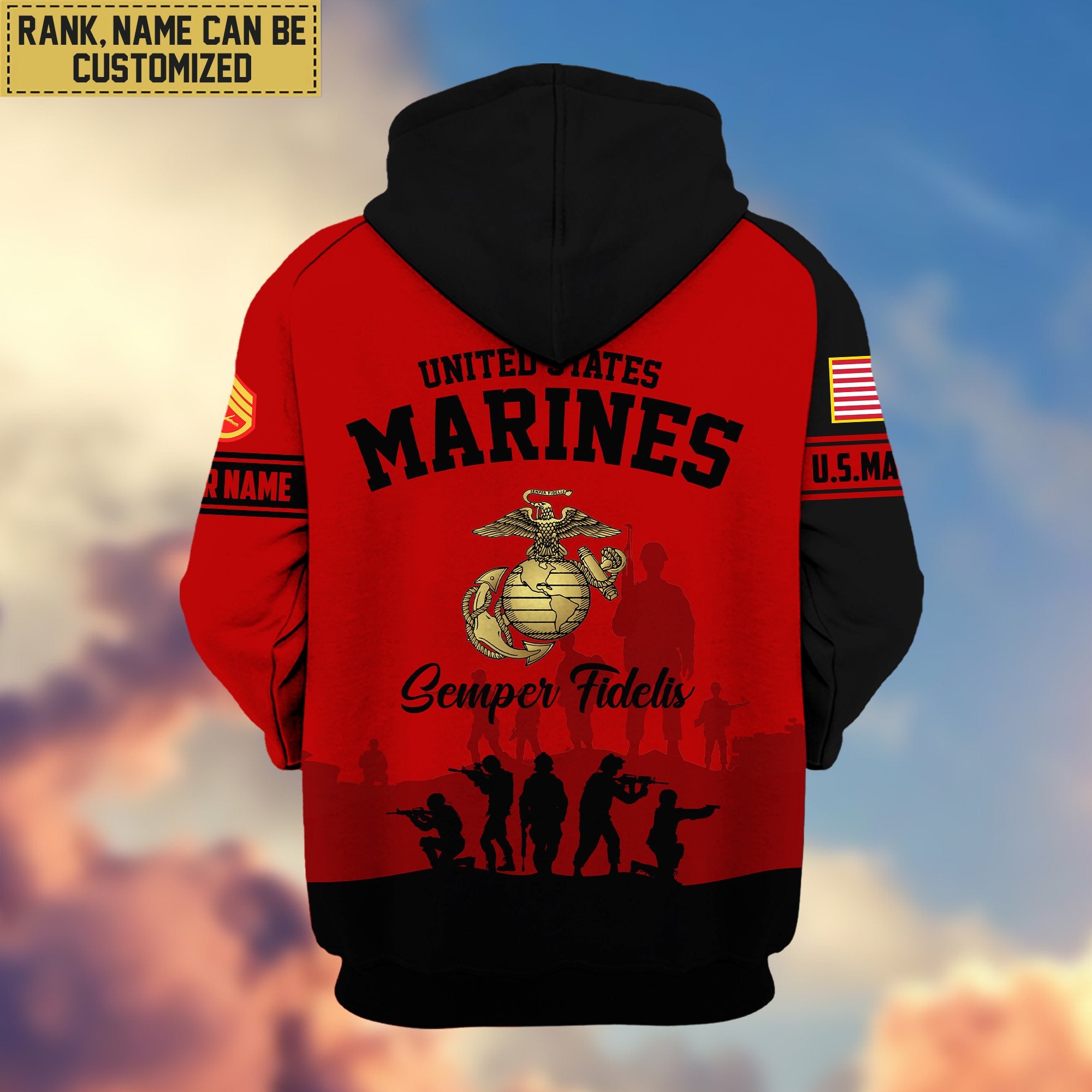 Premium Custom Name, Rank USMC Veteran Zip Hoodie VPVC606003, Gifts For Marine Veteran
