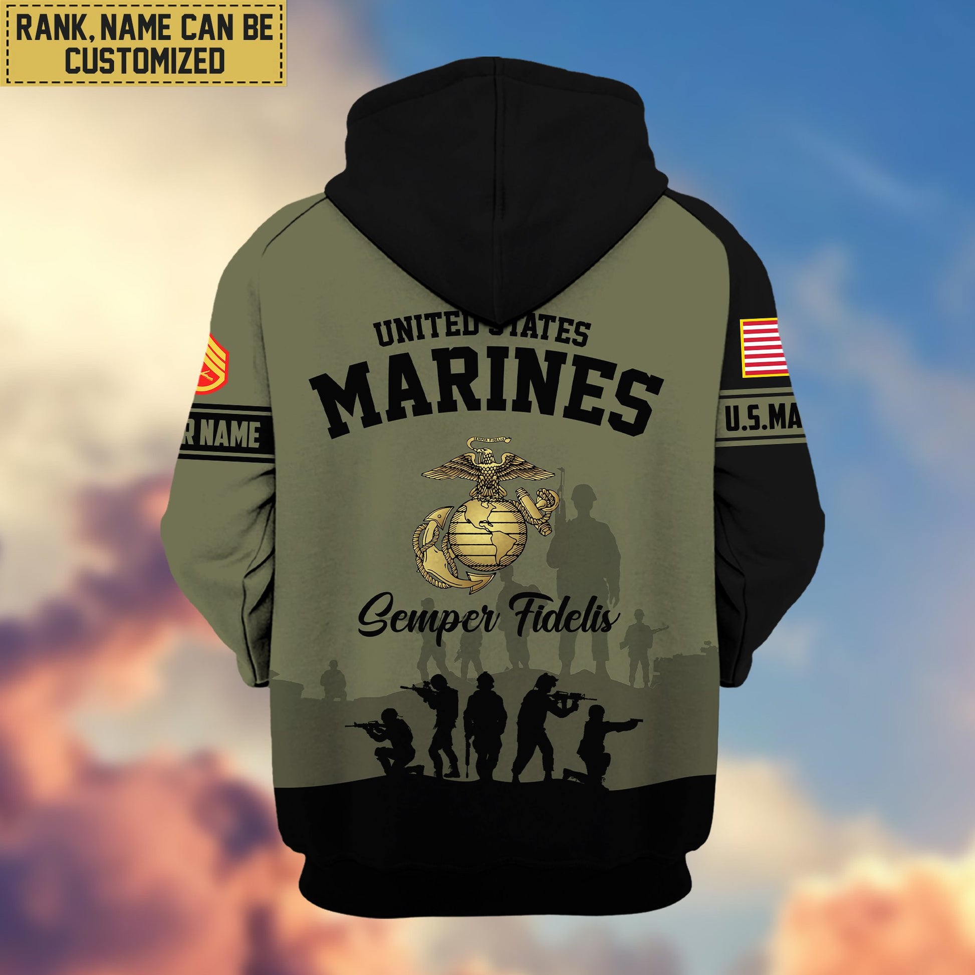 Premium Custom Name, Rank USMC Veteran Zip Hoodie VPVC606011, Gifts For Marine Veteran