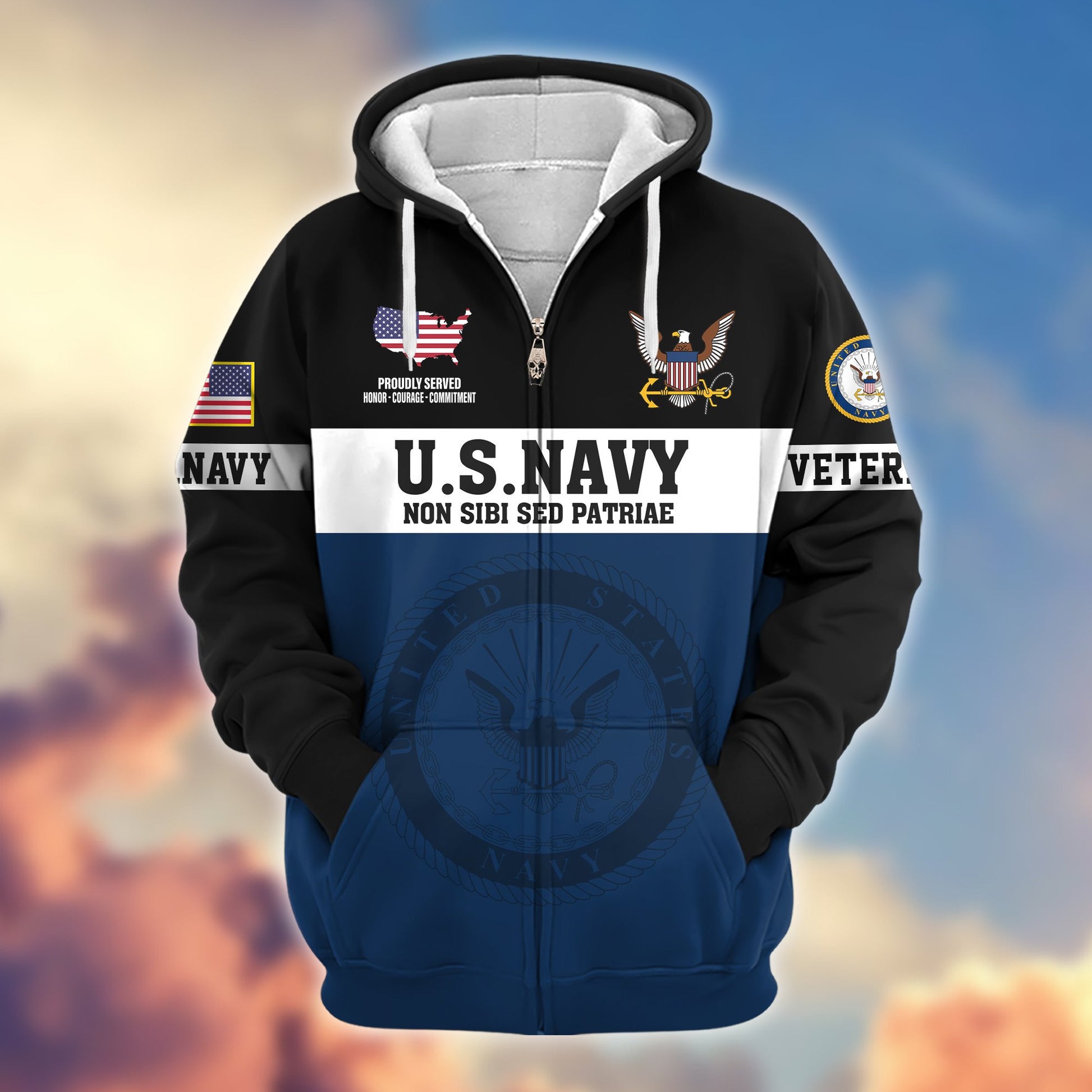 Premium US Navy Veteran Zip Hoodie VPVC606102, Gifts For Navy Veteran