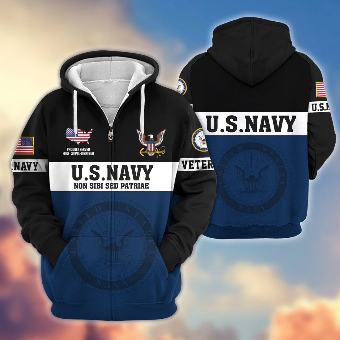 Premium US Navy Veteran Zip Hoodie VPVC606102, Gifts For Navy Veteran
