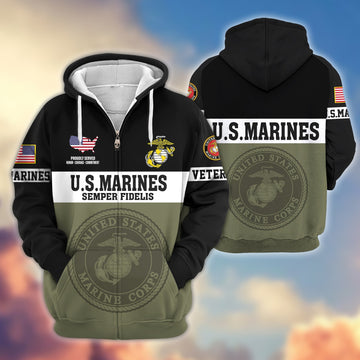 Premium USMC Veteran Zip Hoodie VPVC606103, Gifts For Marine Veteran