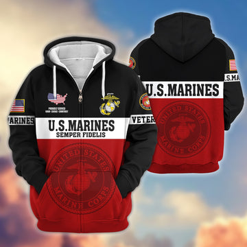 Premium USMC Veteran Zip Hoodie VPVC606110, Gifts For Marine Veteran