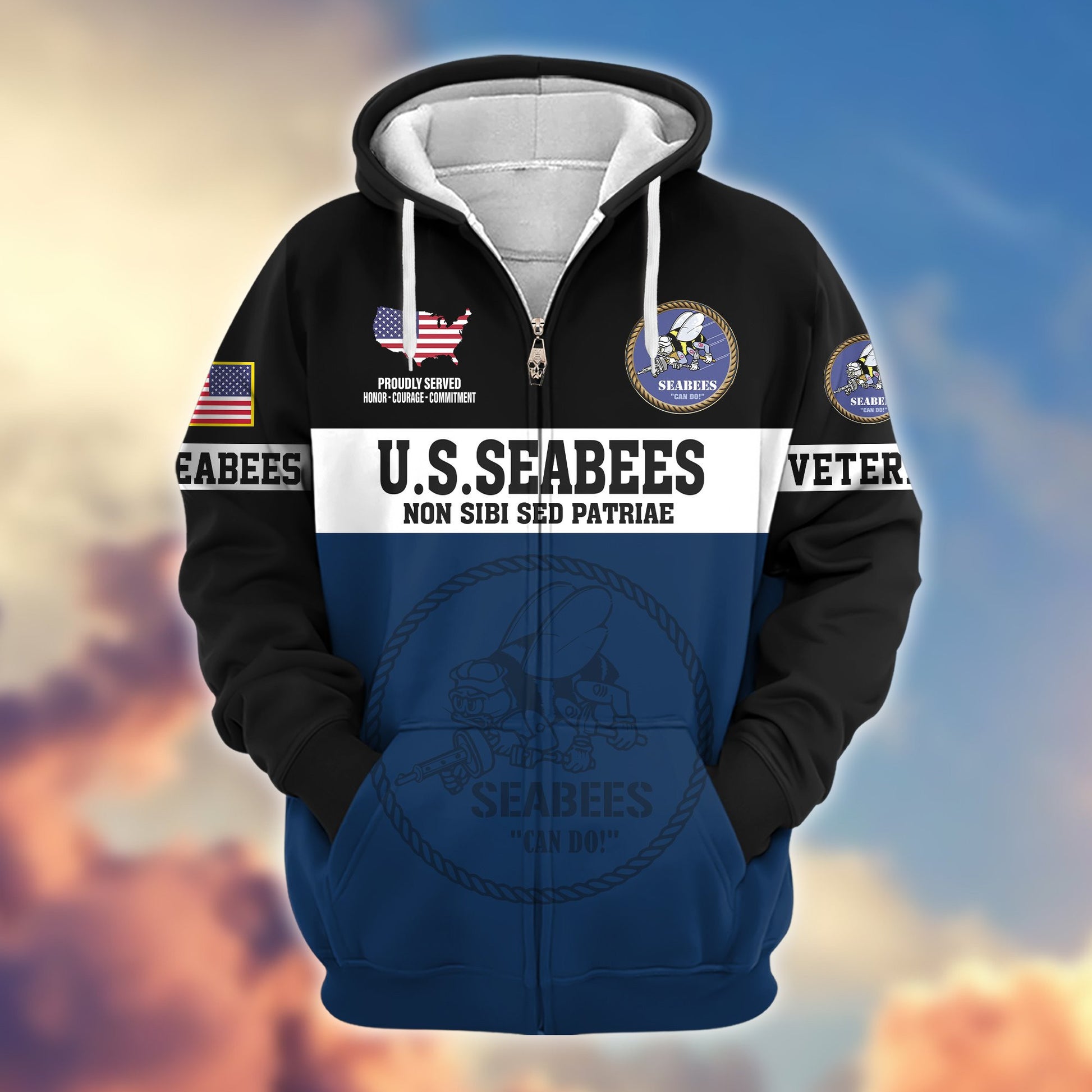 Premium US Seabees Zip Hoodie VPVC606109, Gifts For Seabees Veteran
