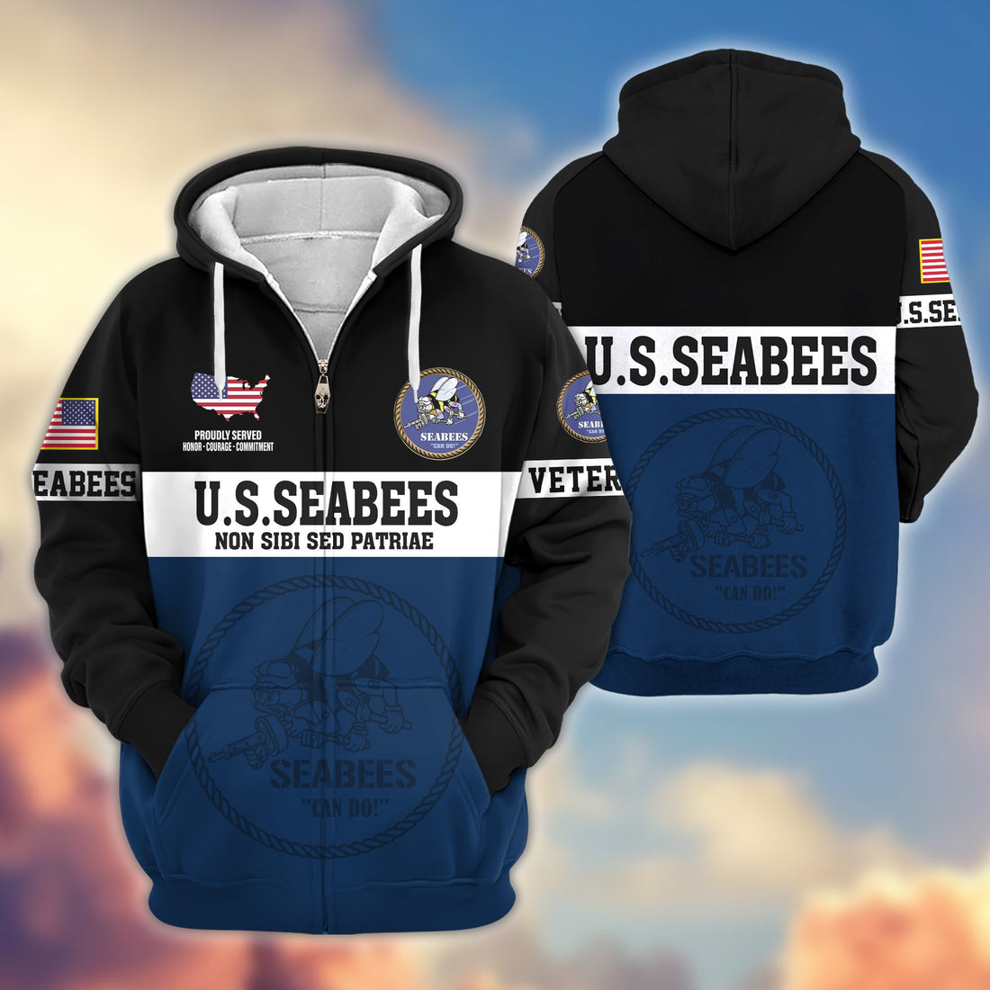 Premium US Seabees Zip Hoodie VPVC606109, Gifts For Seabees Veteran