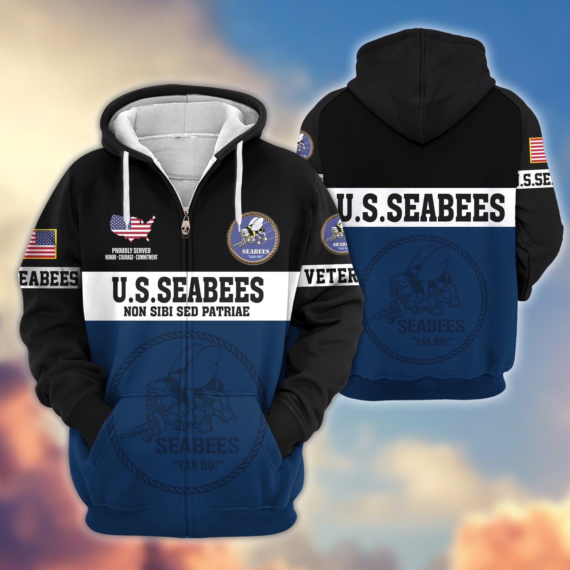 Premium US Seabees Zip Hoodie VPVC606109, Gifts For Seabees Veteran