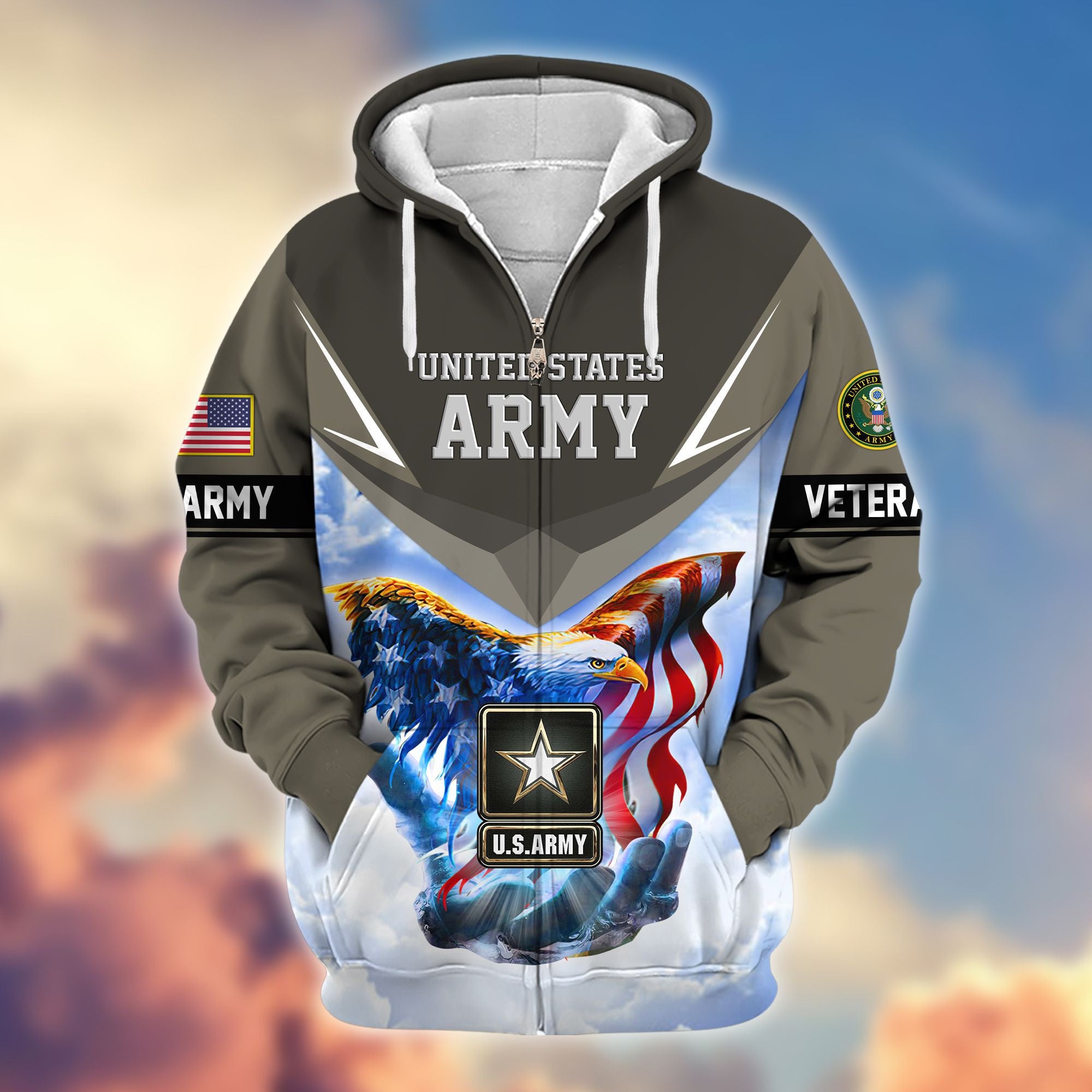 Premium US Veterans Zip Hoodie APHN011113, Gifts For US Veterans