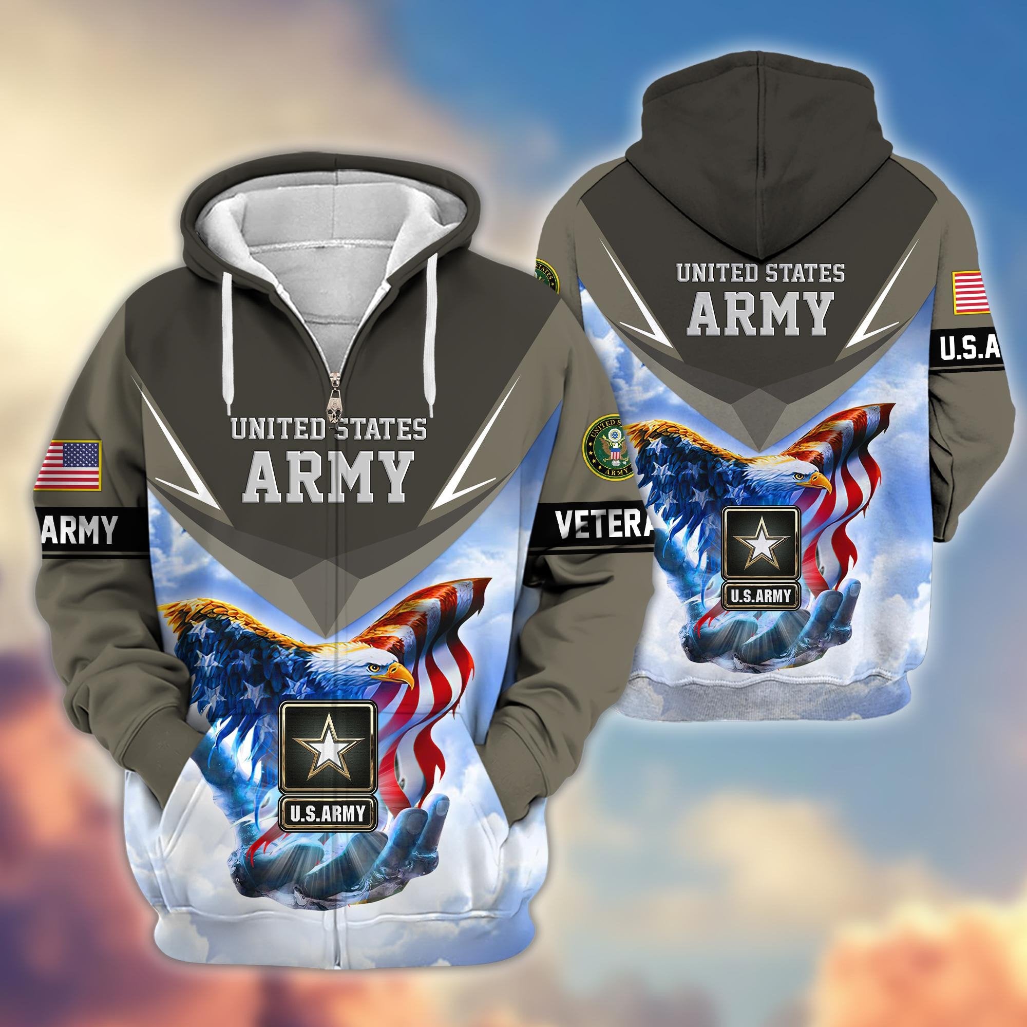Premium US Veterans Zip Hoodie APHN011113, Gifts For US Veterans