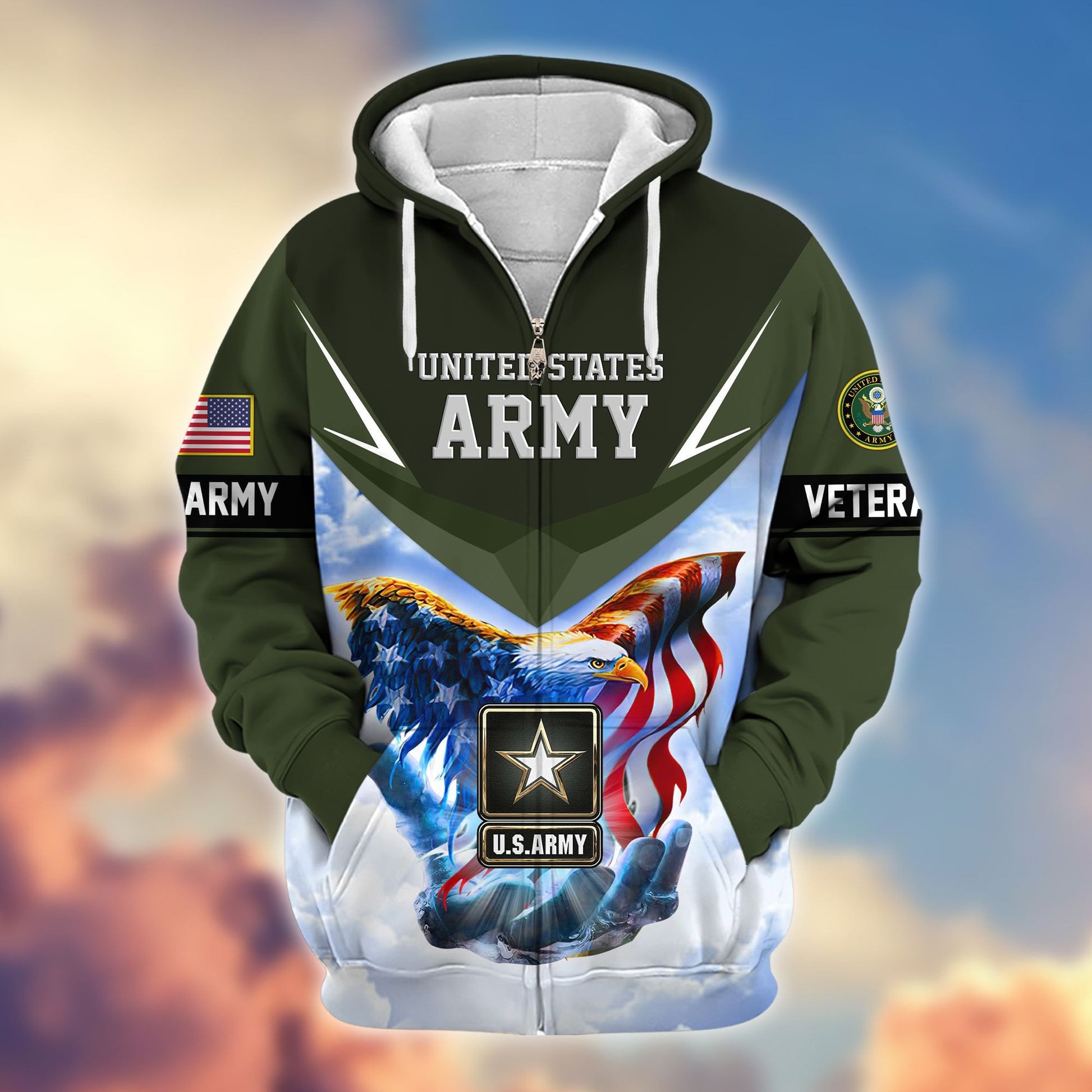 Premium US Veterans Zip Hoodie APHN011113, Gifts For US Veterans