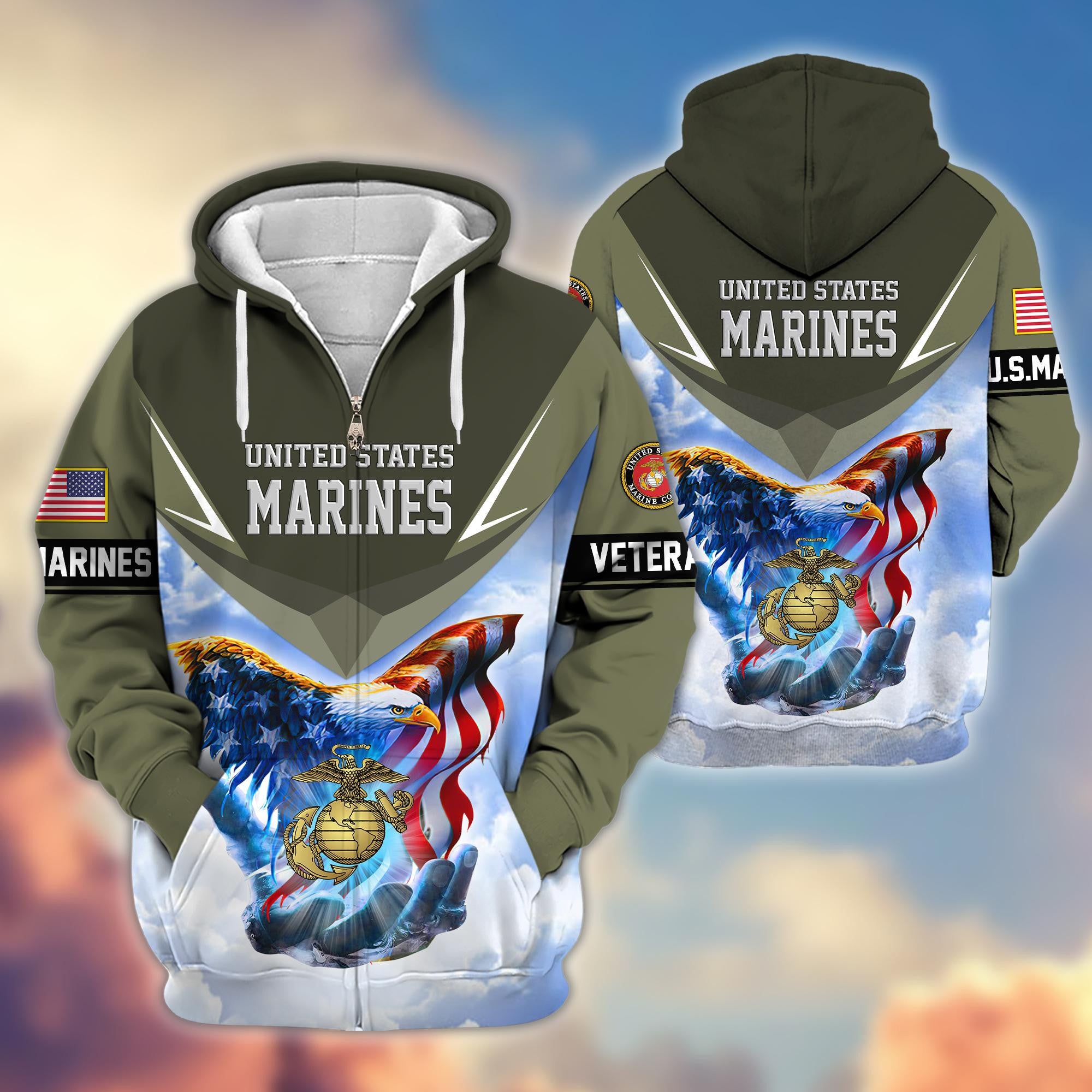 Premium US Veterans Zip Hoodie APHN011113, Gifts For US Veterans