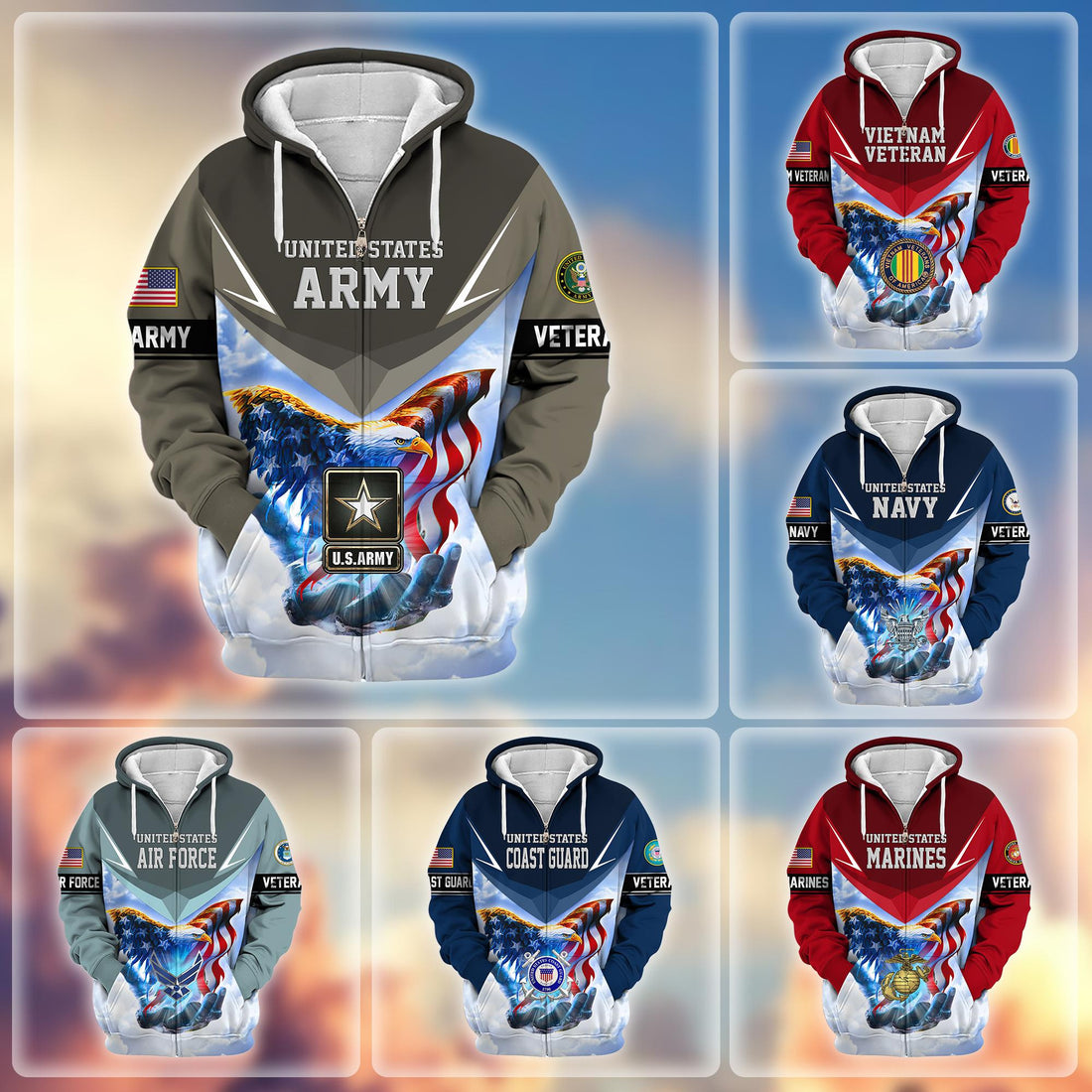 Premium US Veterans Zip Hoodie APHN011113, Gifts For US Veterans