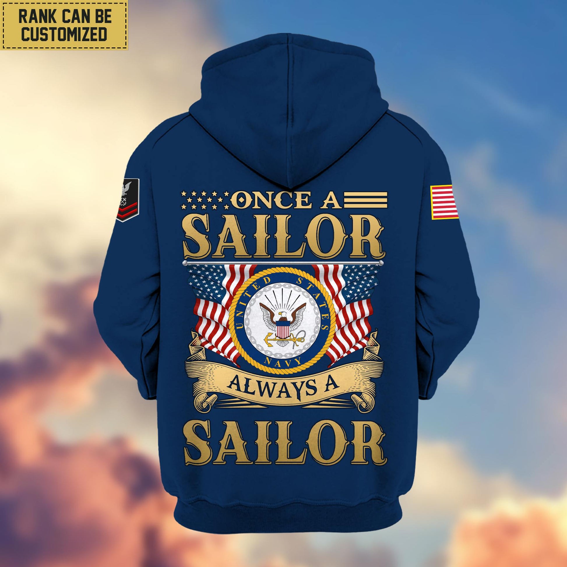 Premium Custom Name, Rank US Navy Veteran Zip Hoodie VPVC606202, Gifts For Navy Veteran