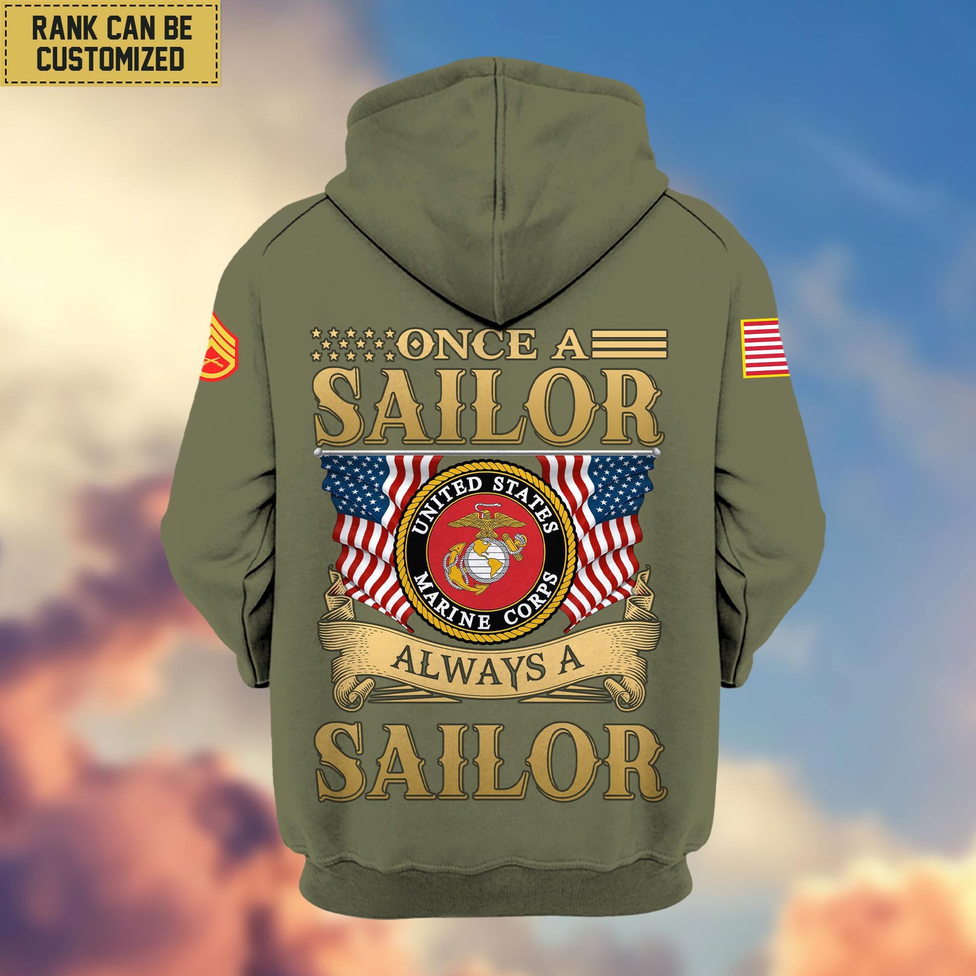 Premium Custom Name, Rank USMC Veteran Zip Hoodie VPVC606203, Gifts For Marine Veteran