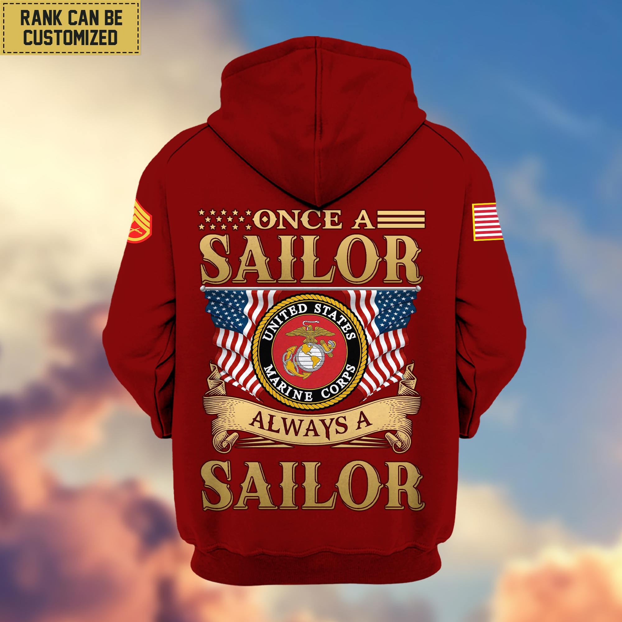 Premium Custom Name, Rank USMC Veteran Zip Hoodie VPVC606211, Gifts For Marine Veteran