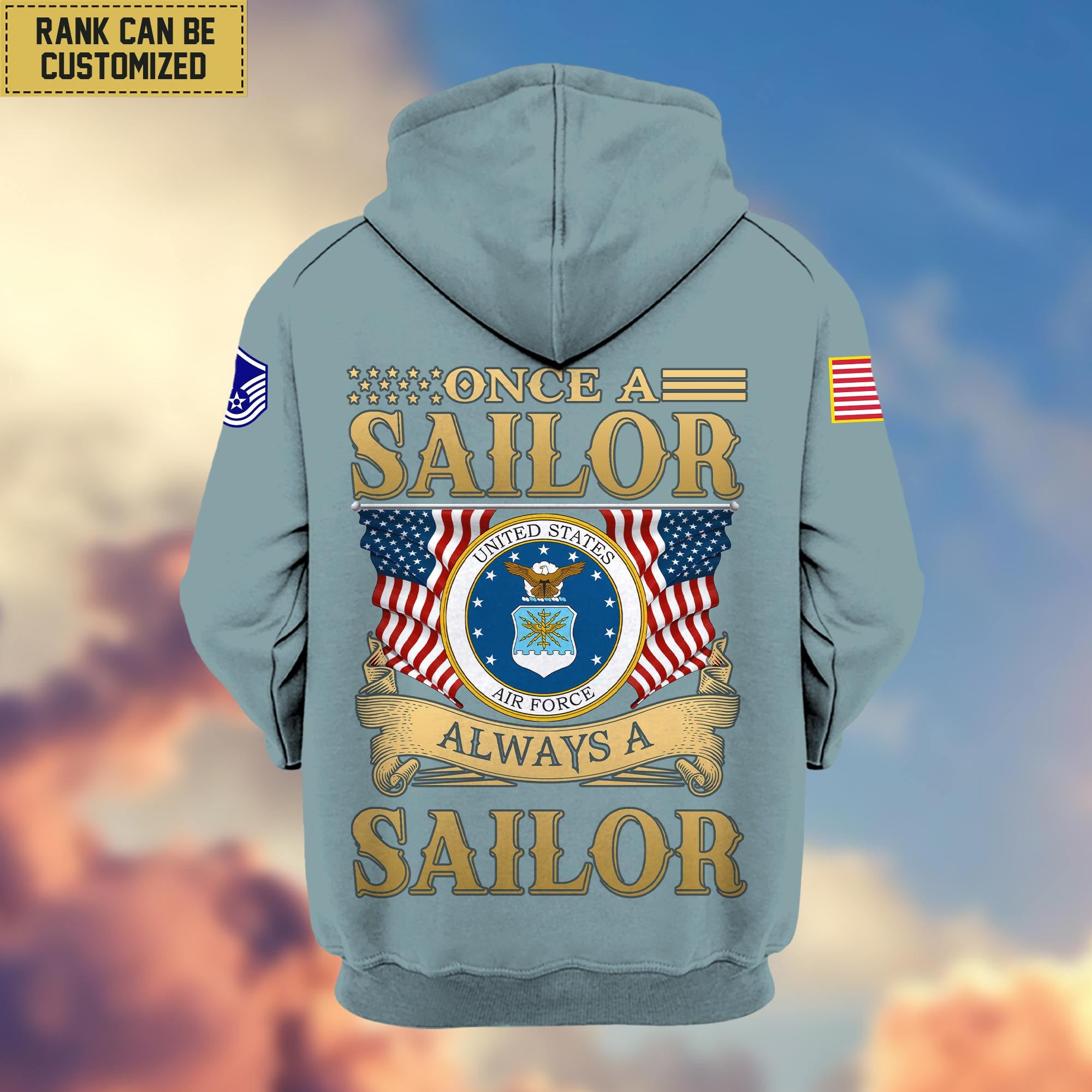 Premium Custom Name, Rank USAF Veteran Zip Hoodie VPVC606212, Gifts For Air Force Veteran