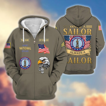 Premium Custom Name, Rank Army National Guard Veteran Zip Hoodie VPVC606208, Gifts For Army National Guard Veteran